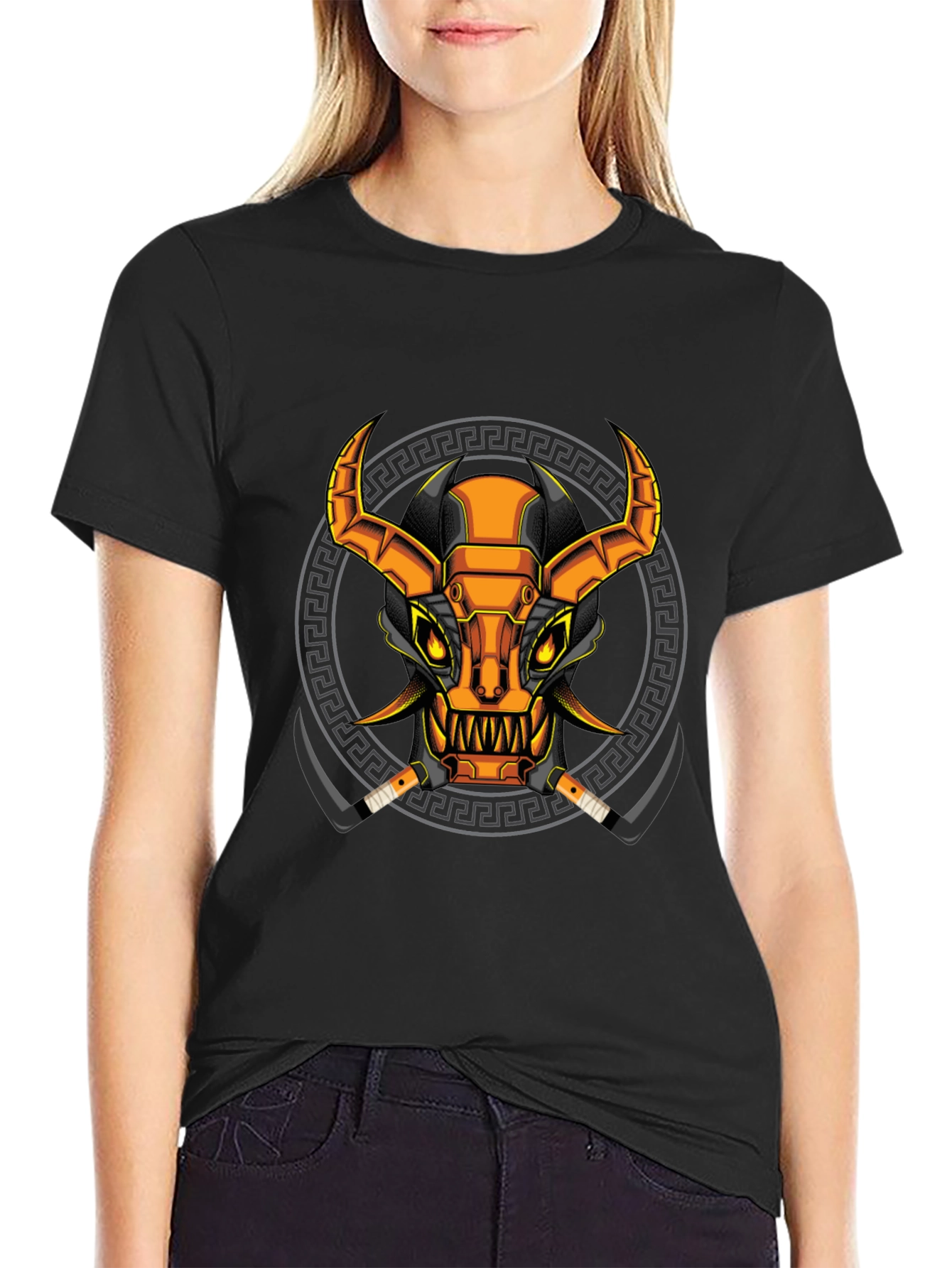 Black Cyberpunk Bull T-Shirt - Unique Graphic Tee view 2
