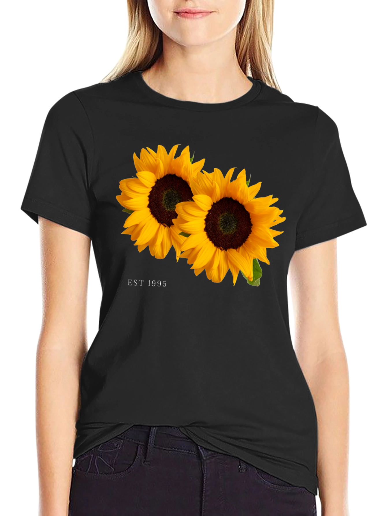 Black Sunflower Est. 1995 Black T-Shirt view 2