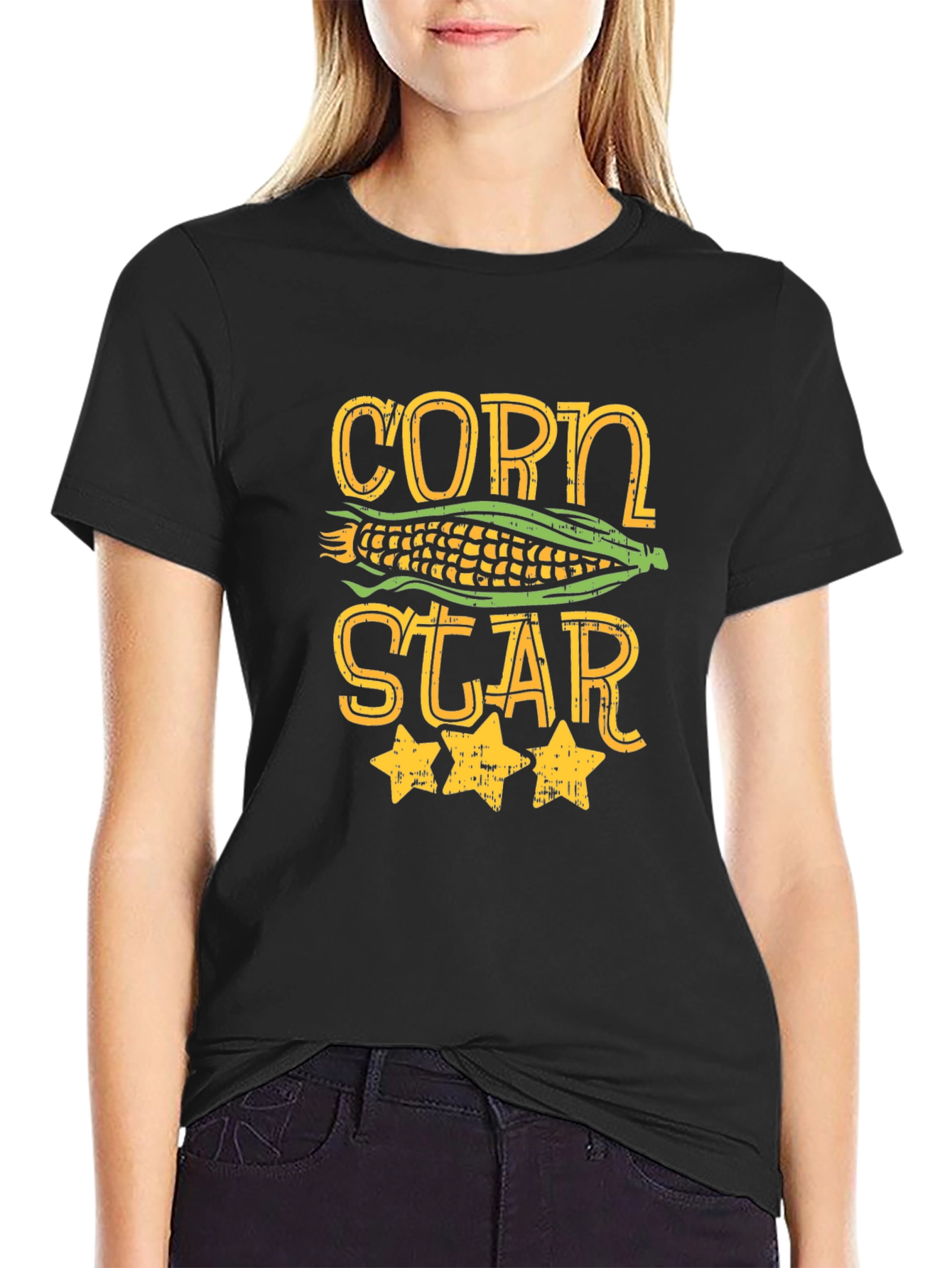 Black Corn Star Graphic Tee - Funny Foodie T-Shirt view 2