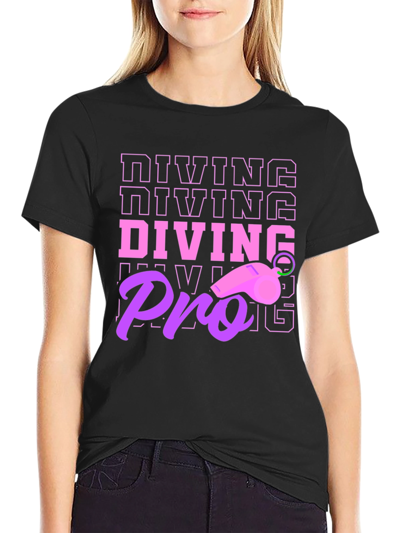 Black Diving Pro T-Shirt - Unique Design view 2