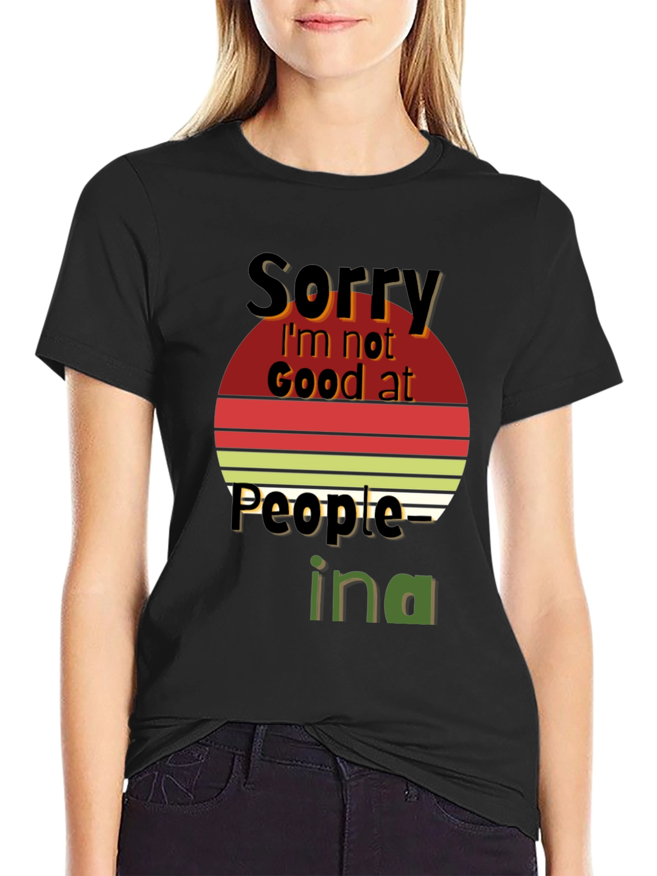 Black Sorry I'm Not Good at People Graphic Tee view 2