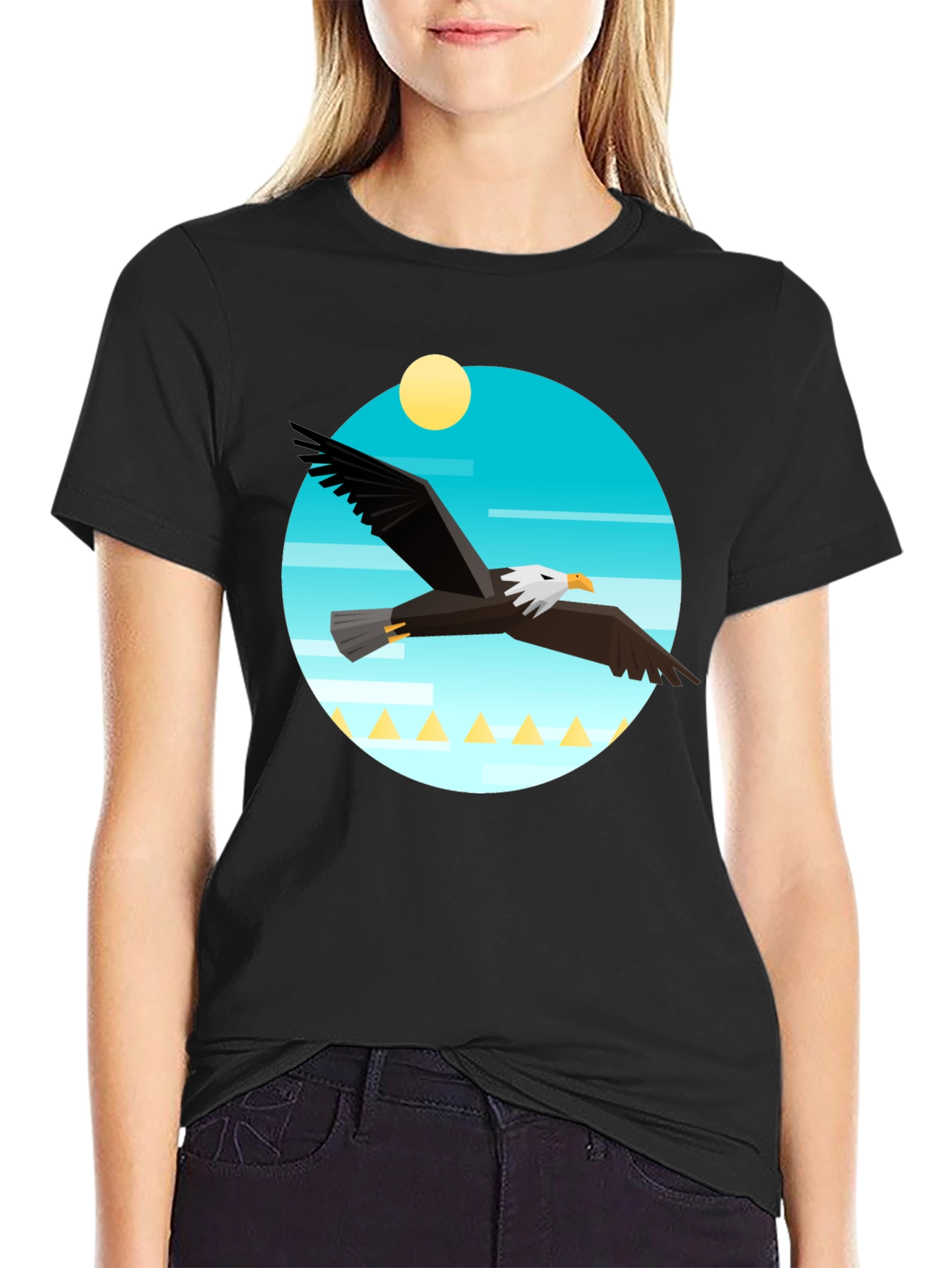 Black Eagle Graphic Tee - Men's Black Crew Neck T-Shirt view 2