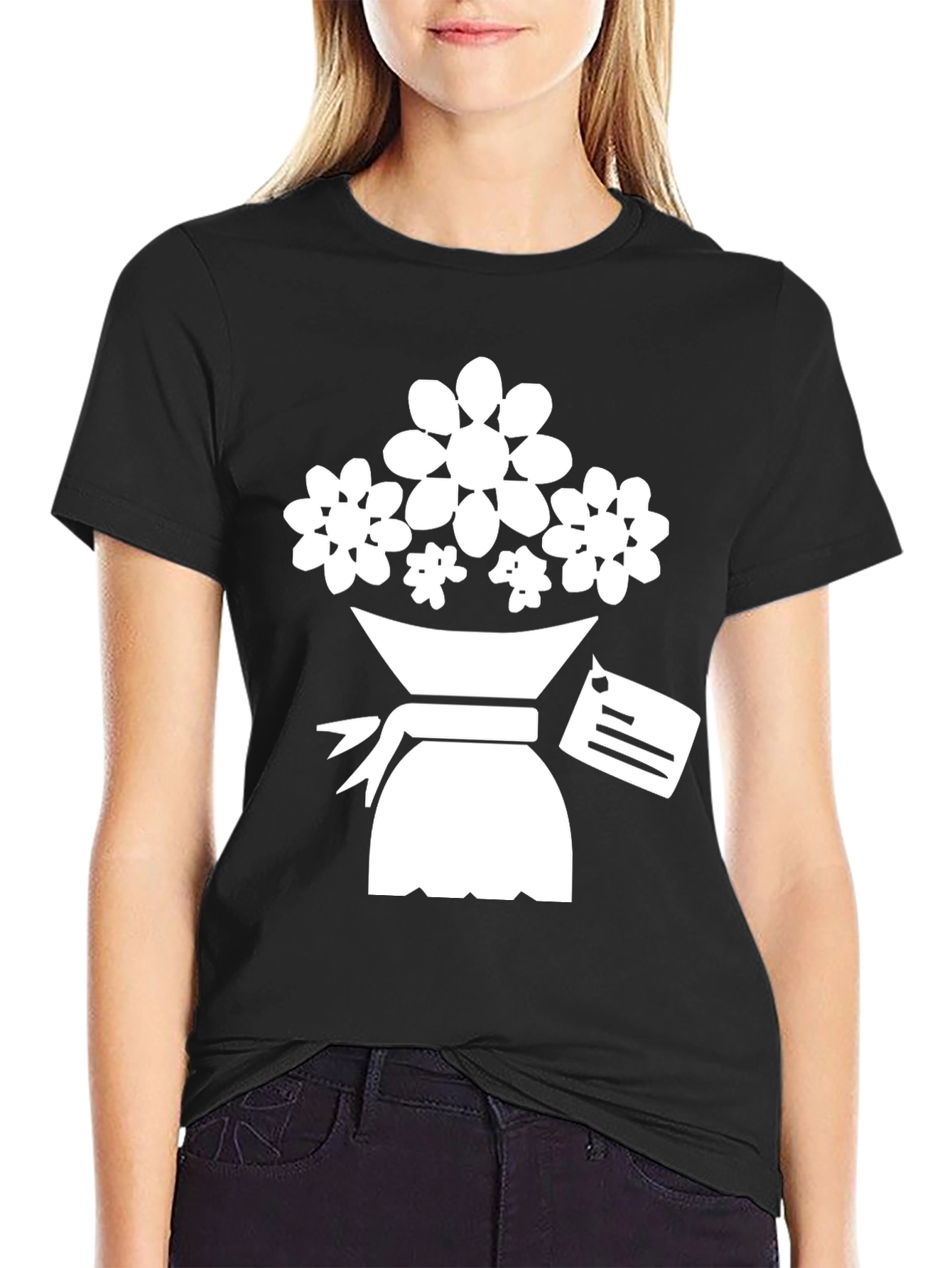 Black Floral Bouquet Graphic Tee - Black view 2