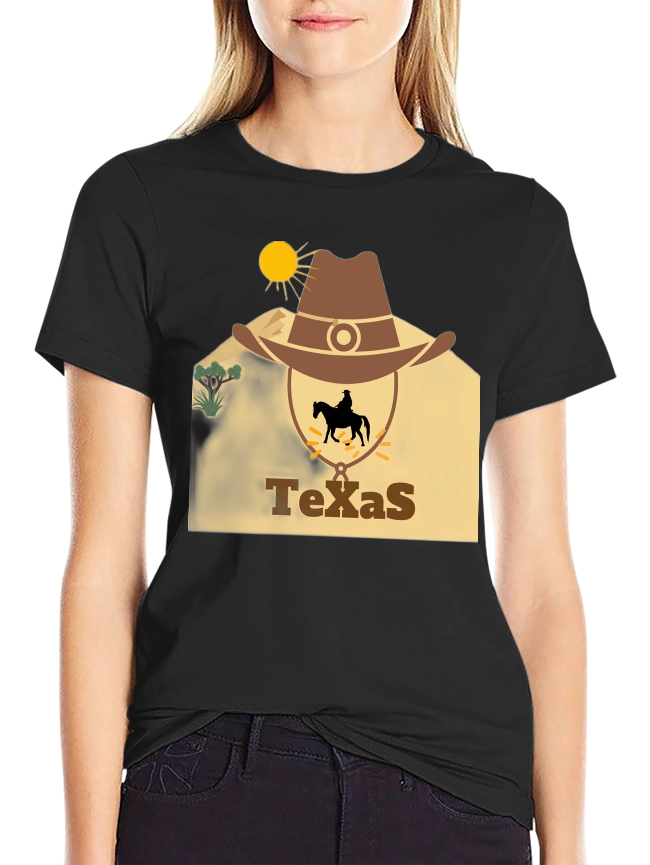 Black Texas Cowboy Graphic T-Shirt view 2