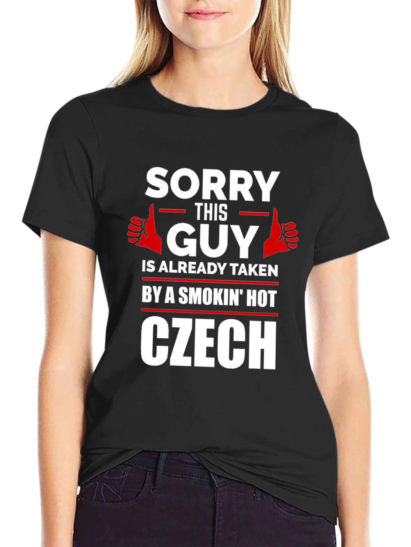 Black Sorry This Guy Is Taken Czech T-Shirt view 2