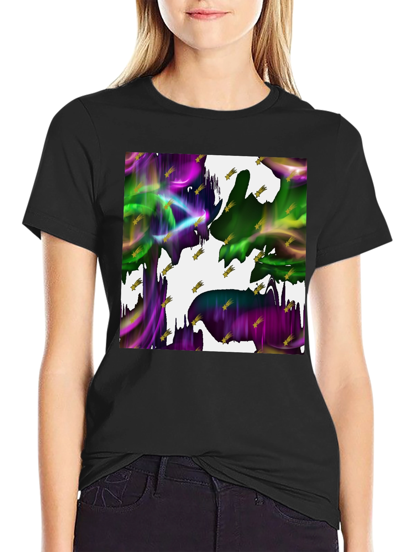 Abstract Starry Night Black T-Shirt - 2