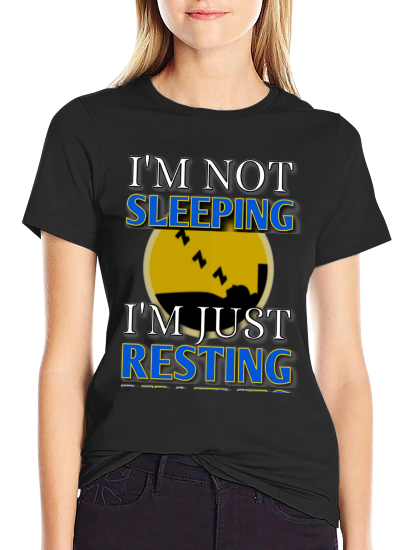 Black I'm Not Sleeping, I'm Resting Graphic T-Shirt view 2