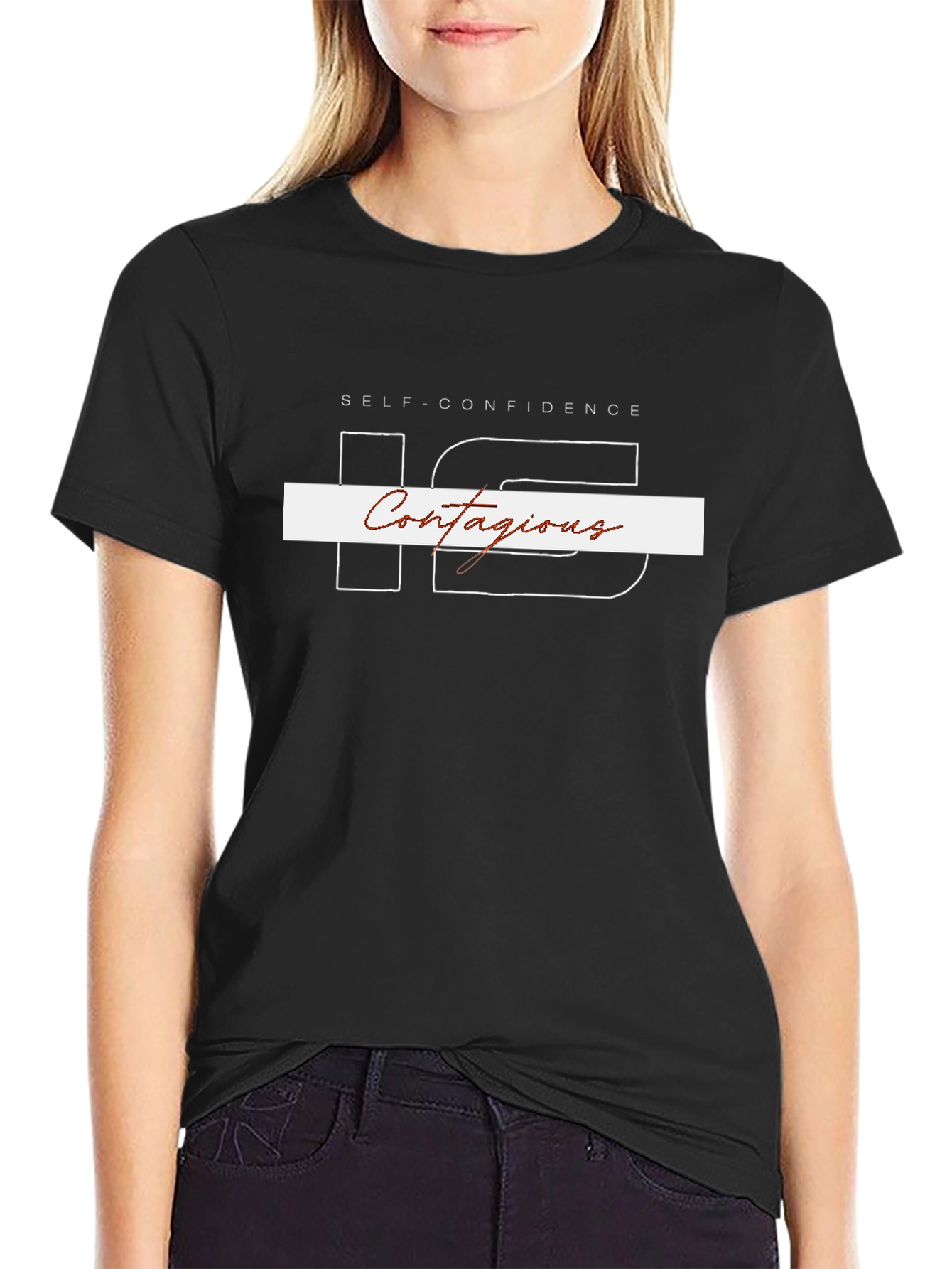 Black Contagious Self-Confidence Black Graphic Tee view 2