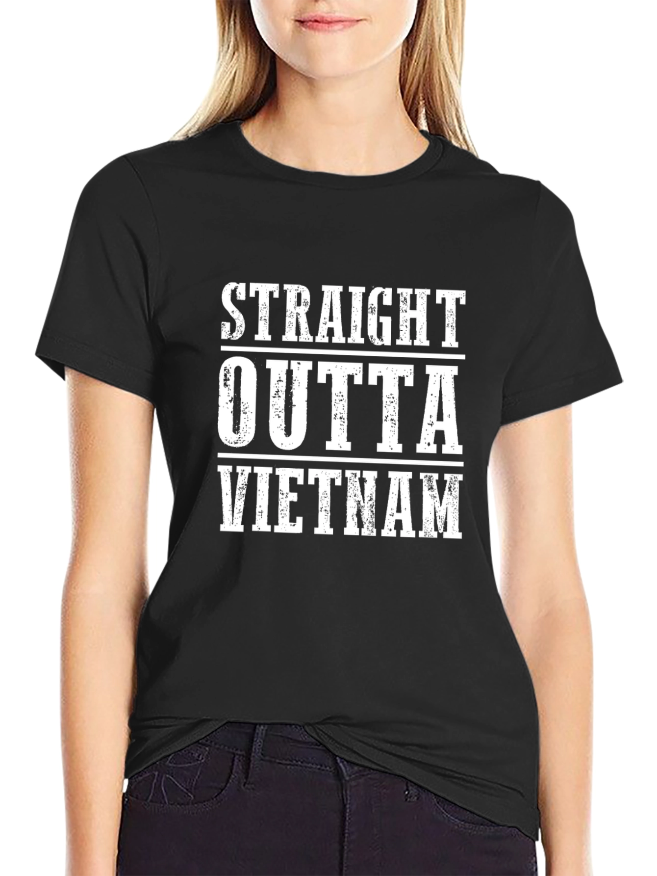 Black Straight Outta Vietnam Graphic T-Shirt view 2