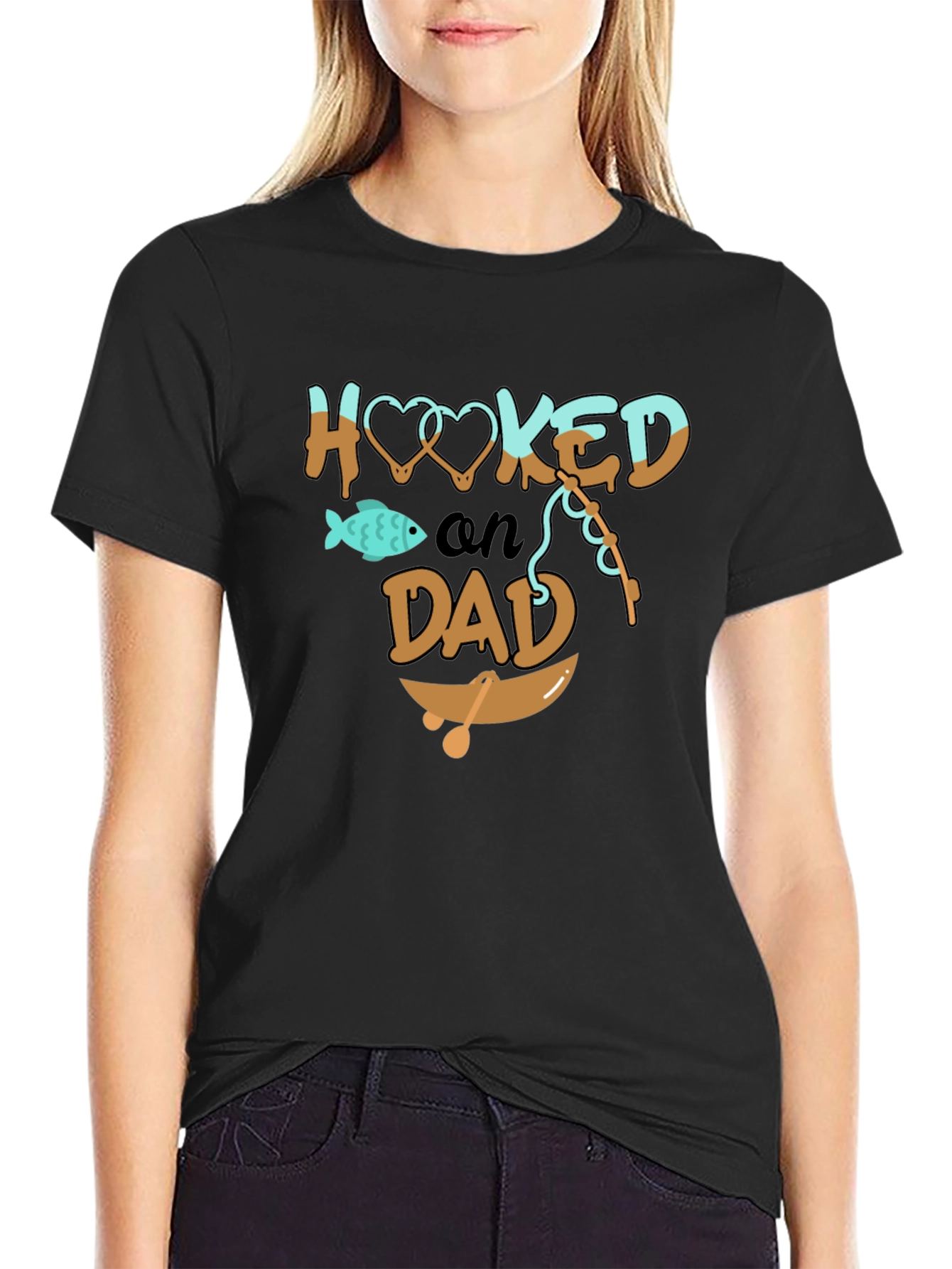 Black Hooked on Dad Graphic T-Shirt view 2