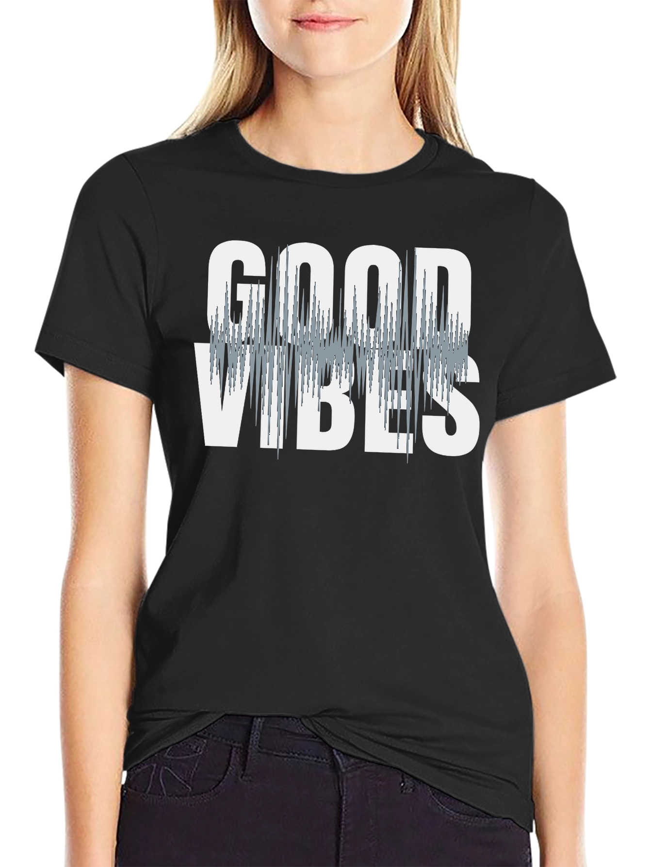 Black Good Vibes T-Shirt - Stylish Graphic Tee view 2