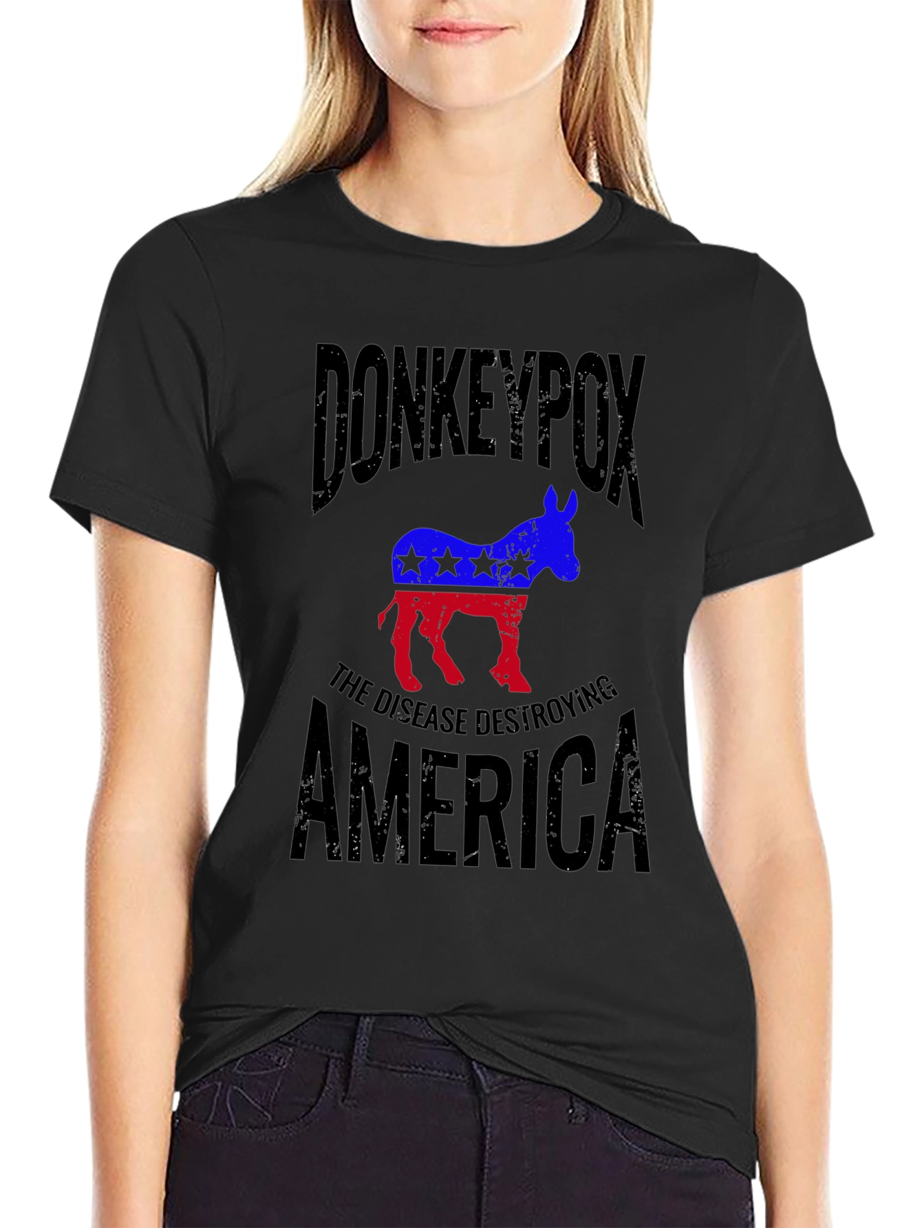 Black Donkeypox Graphic T-Shirt view 2