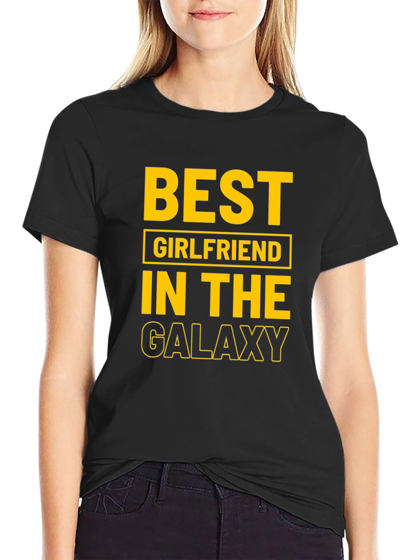 Black Best Girlfriend in the Galaxy Black T-Shirt view 2