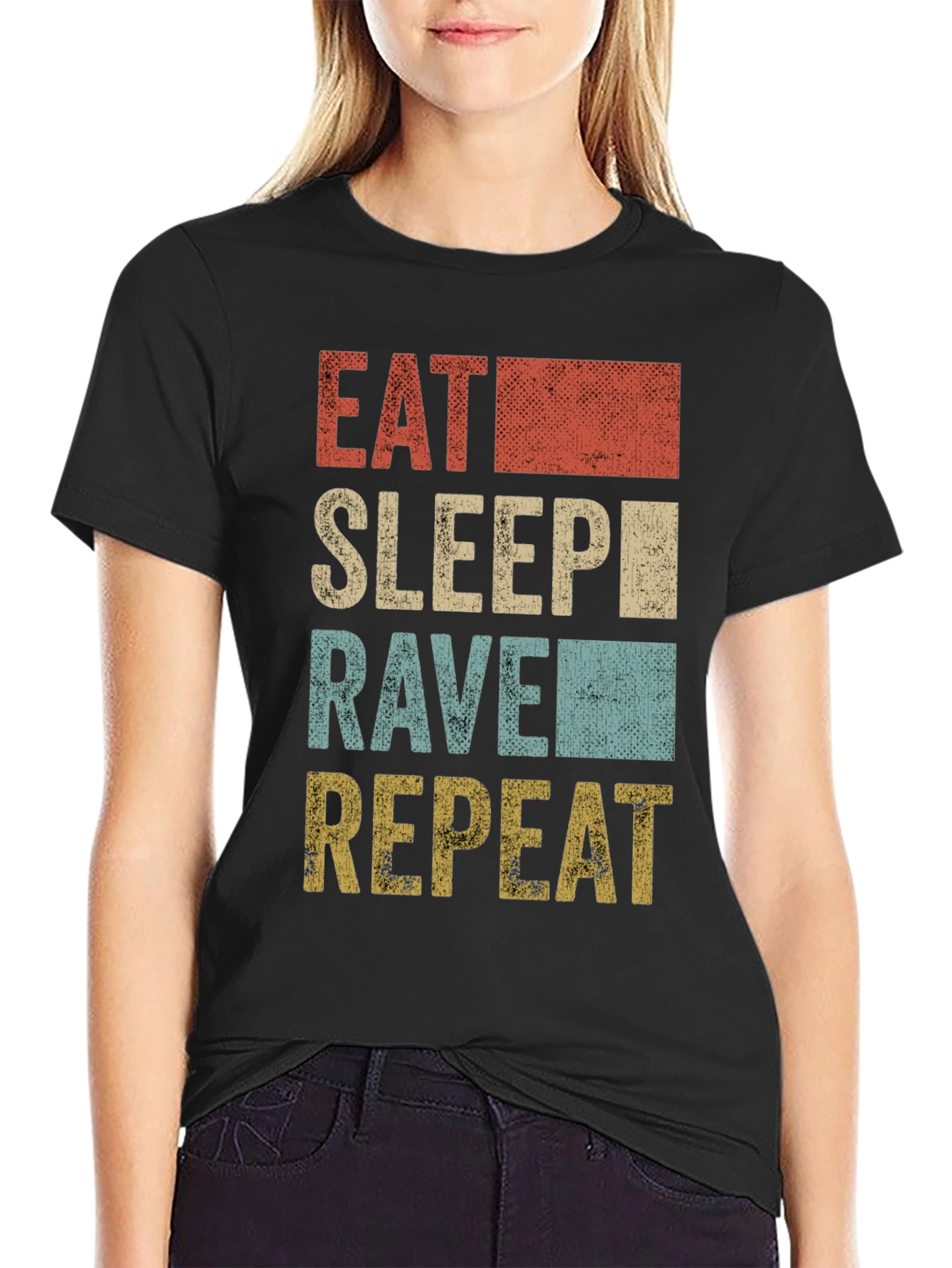 Black Eat Sleep Rave Repeat Men's Graphic T-Shirt view 2