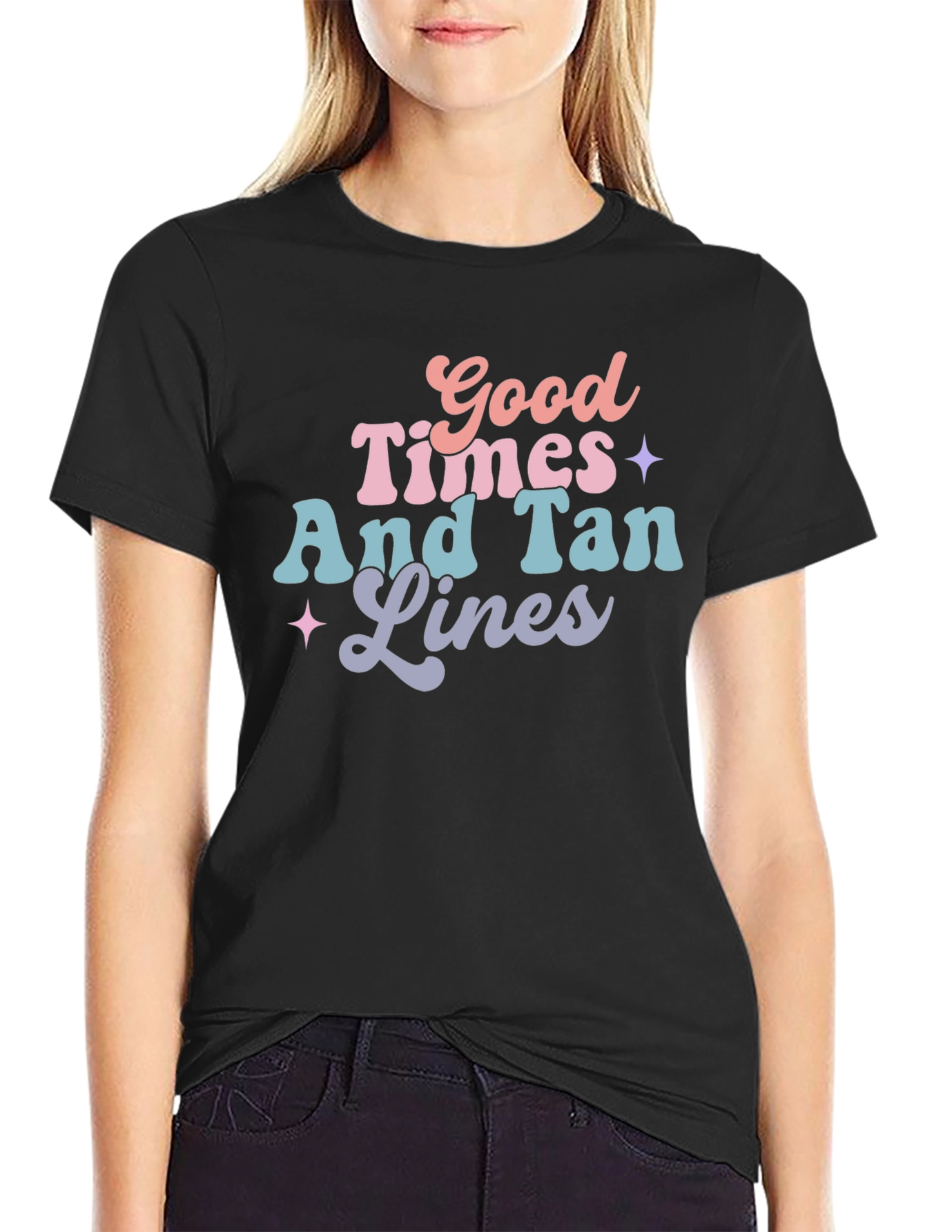 Black Good Times & Tan Lines Graphic Tee - Black view 2