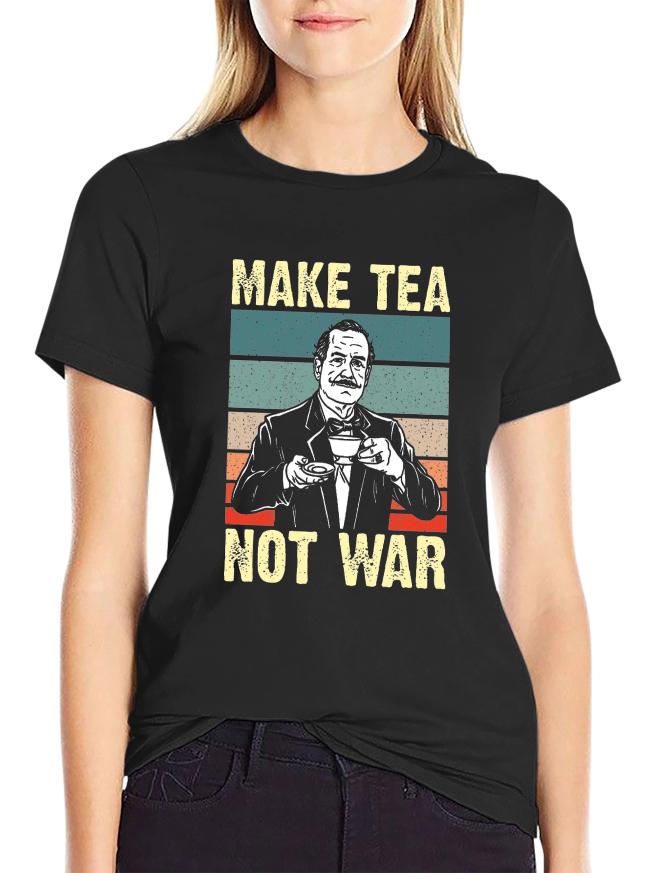 Black Make Tea Not War T-Shirt view 2