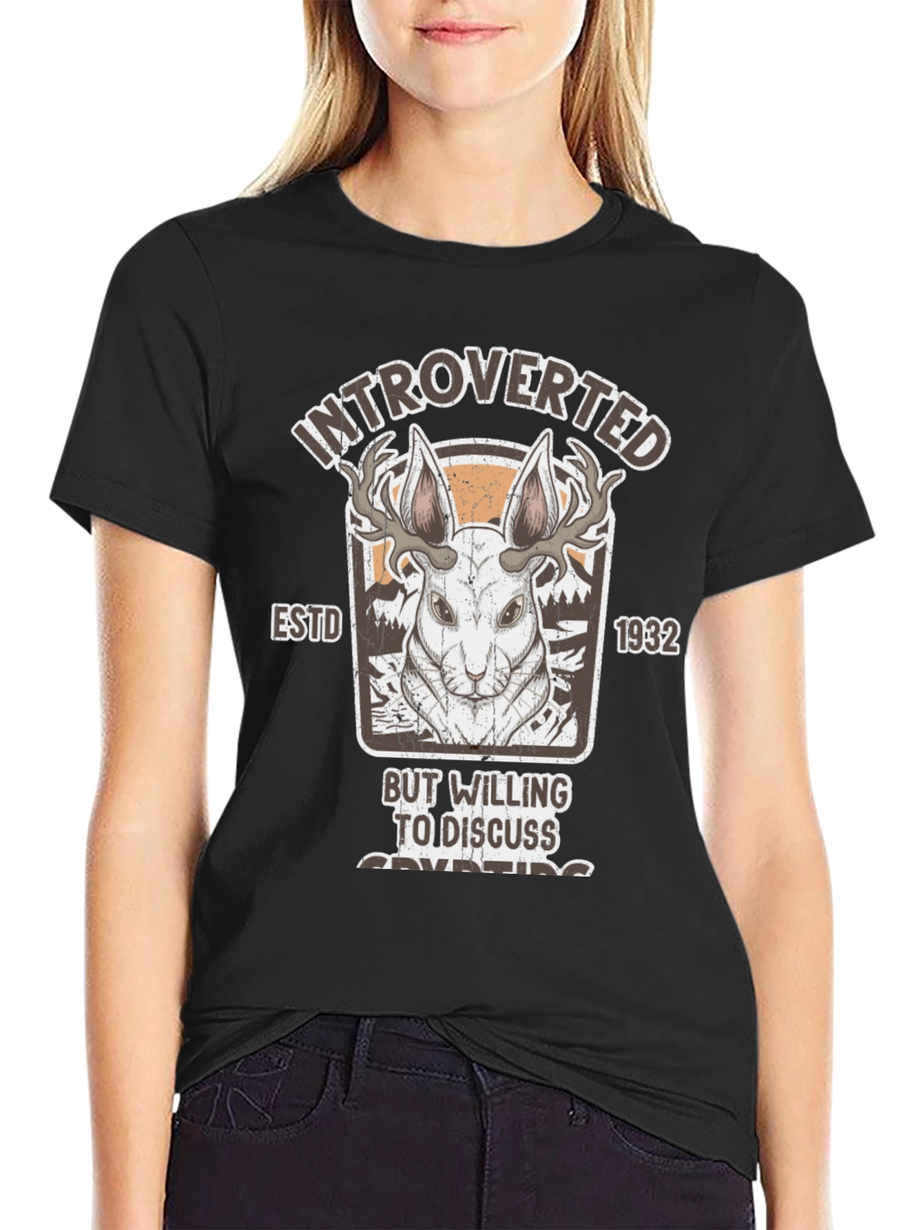 Black Introverted But Willing To Discuss Jackalope T-Shirt view 2