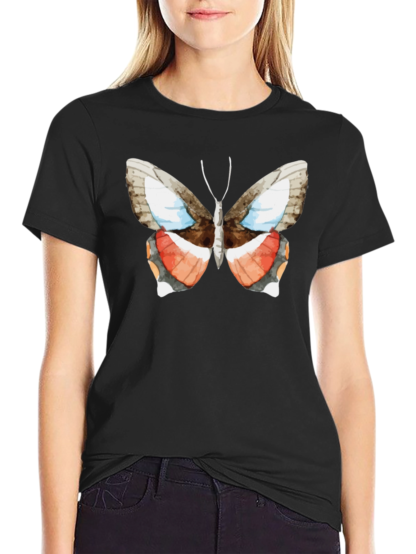 Black Butterfly Graphic Tee - Nature Inspired Fashion view 2