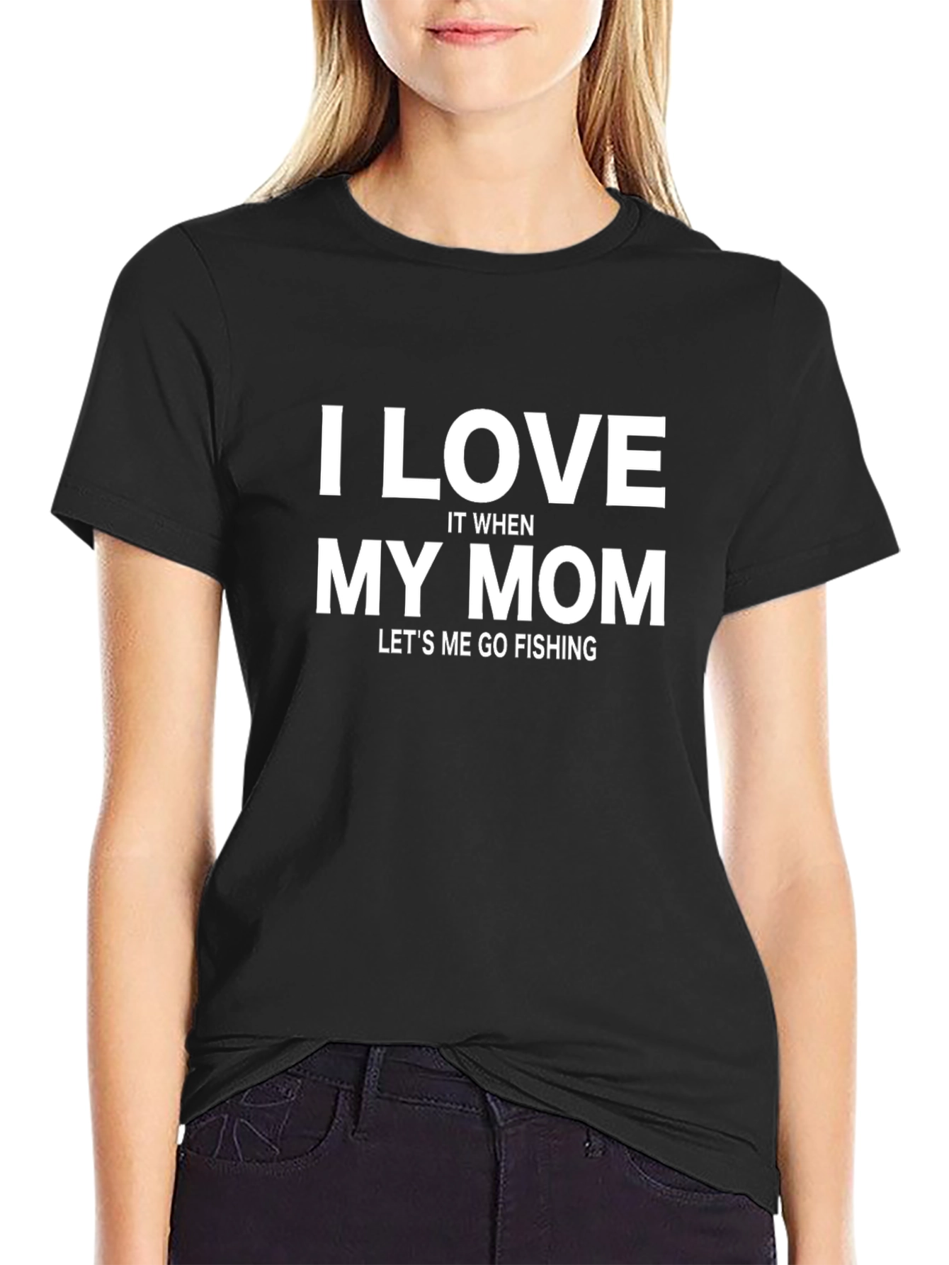 Black I Love My Mom Fishing Graphic Tee view 2