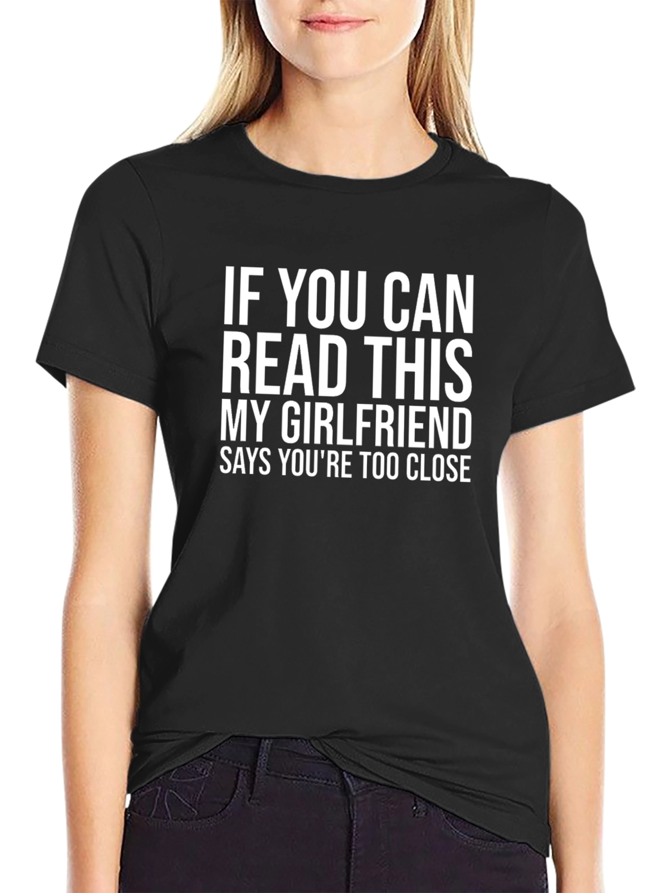 Black Funny Girlfriend T-Shirt - Keep Your Distance! view 2