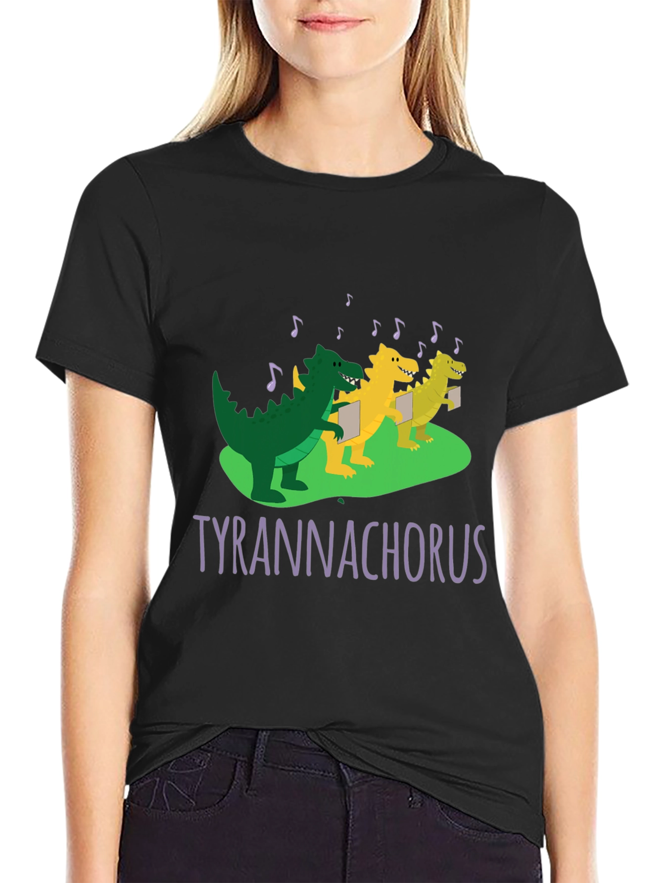 Black Tyrannachorus T-Shirt: Dinosaur Choir Tee view 2
