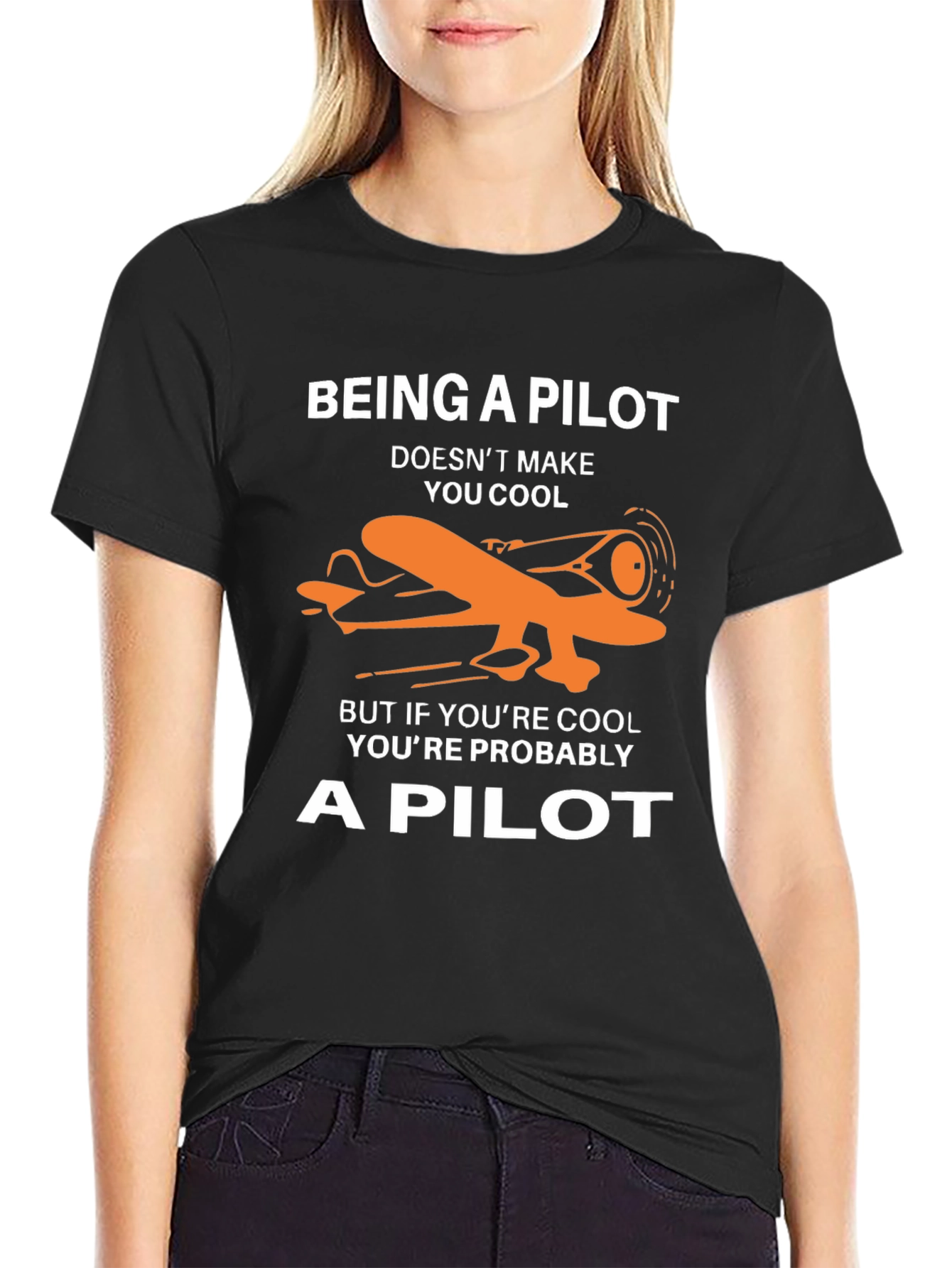 Black Cool Pilot T-Shirt - Pilot Humor Graphic Tee view 2