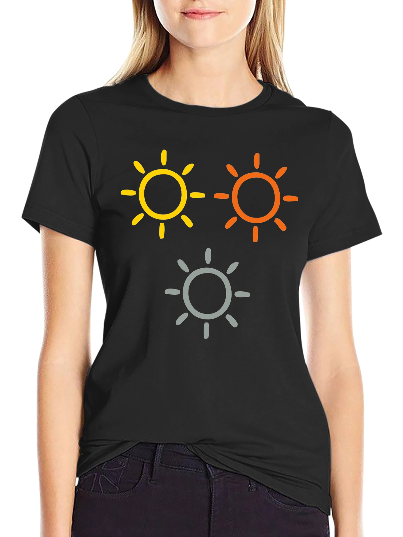 Black Sunny Mood Black Cotton Graphic Tee view 2