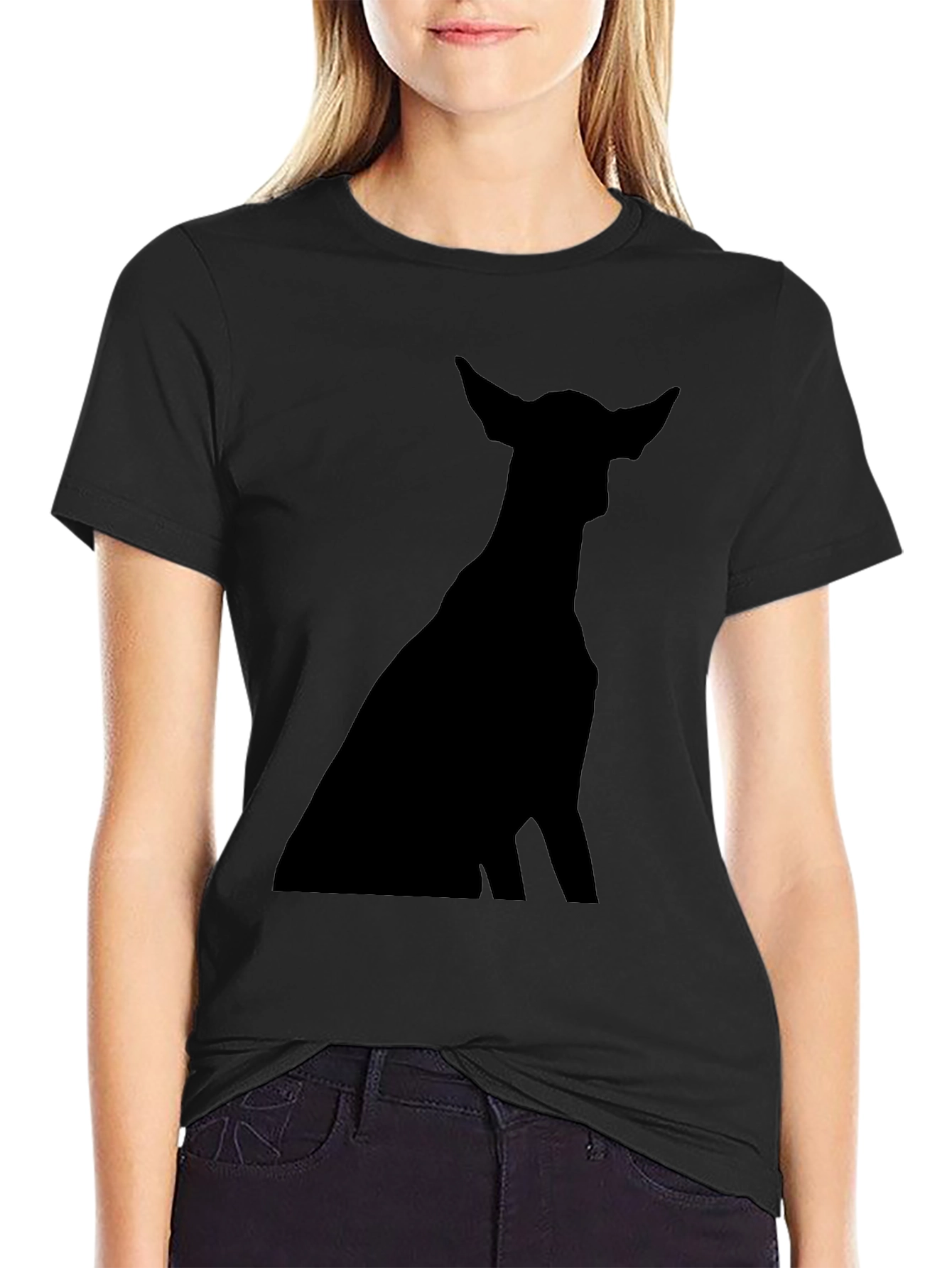 Black Dog Silhouette Black T-Shirt view 2