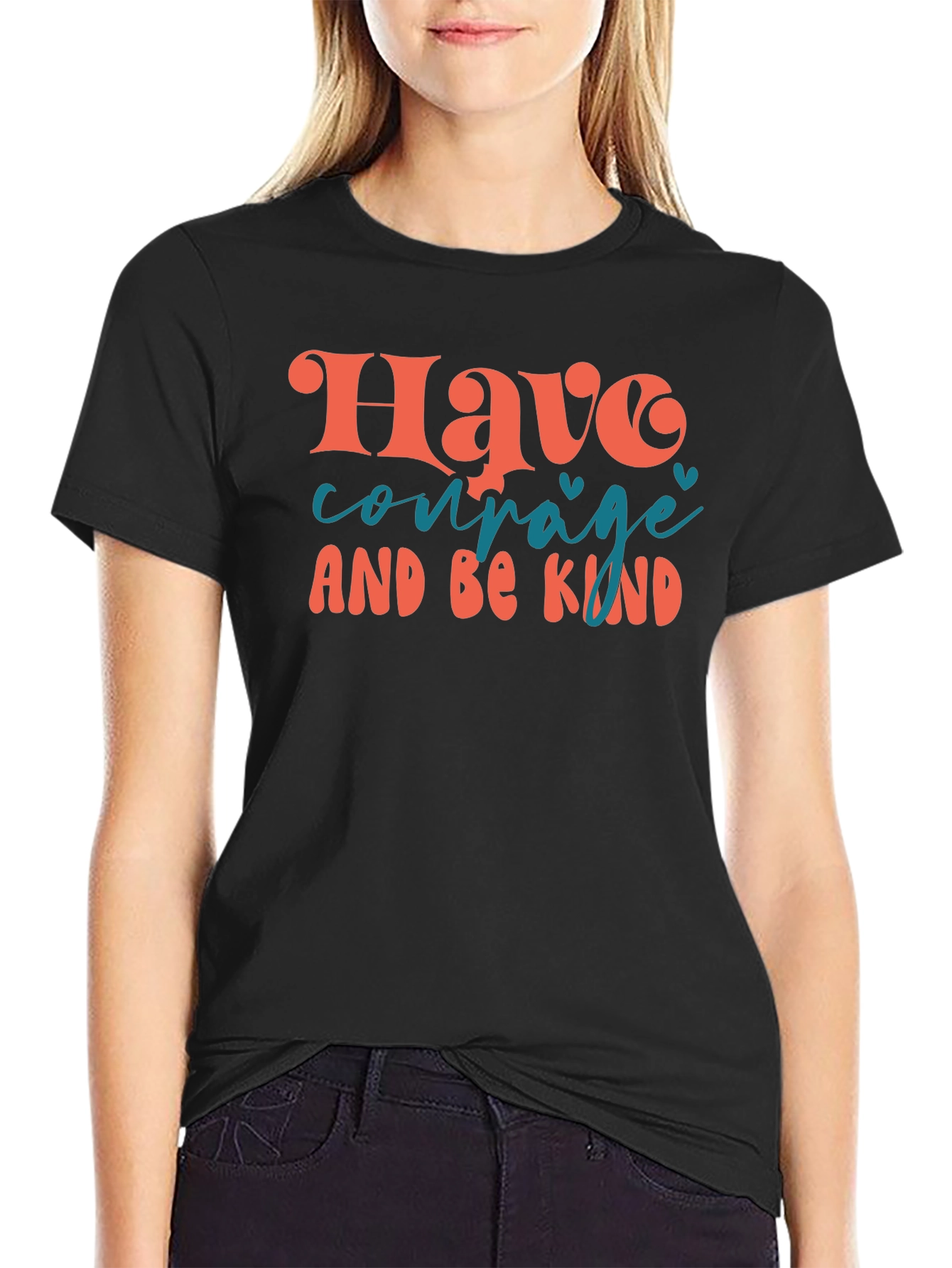 Black Have Courage and Be Kind Graphic Tee view 2