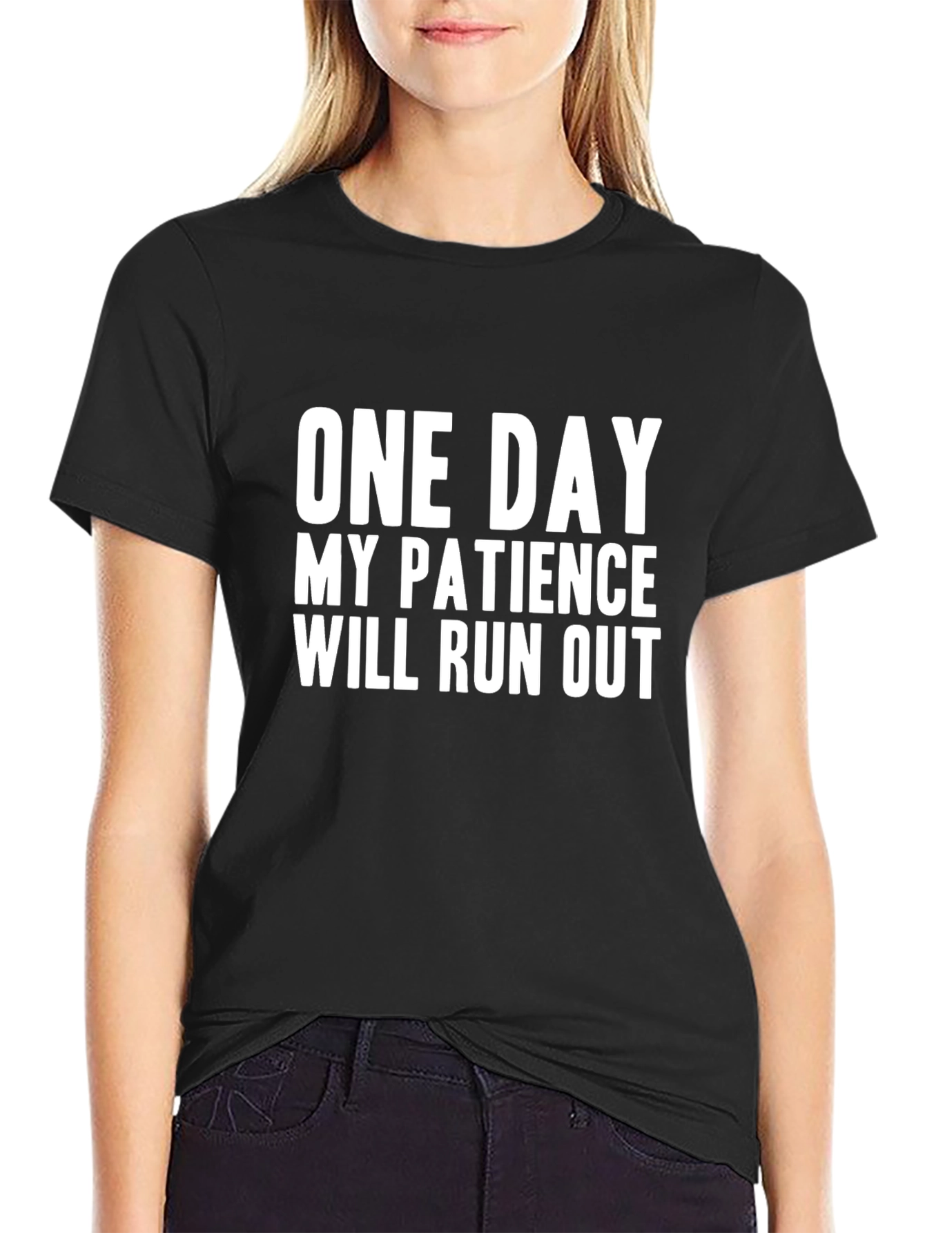 Black Funny Patience T-Shirt for Men - "One Day My Patience Will Run Out" view 2