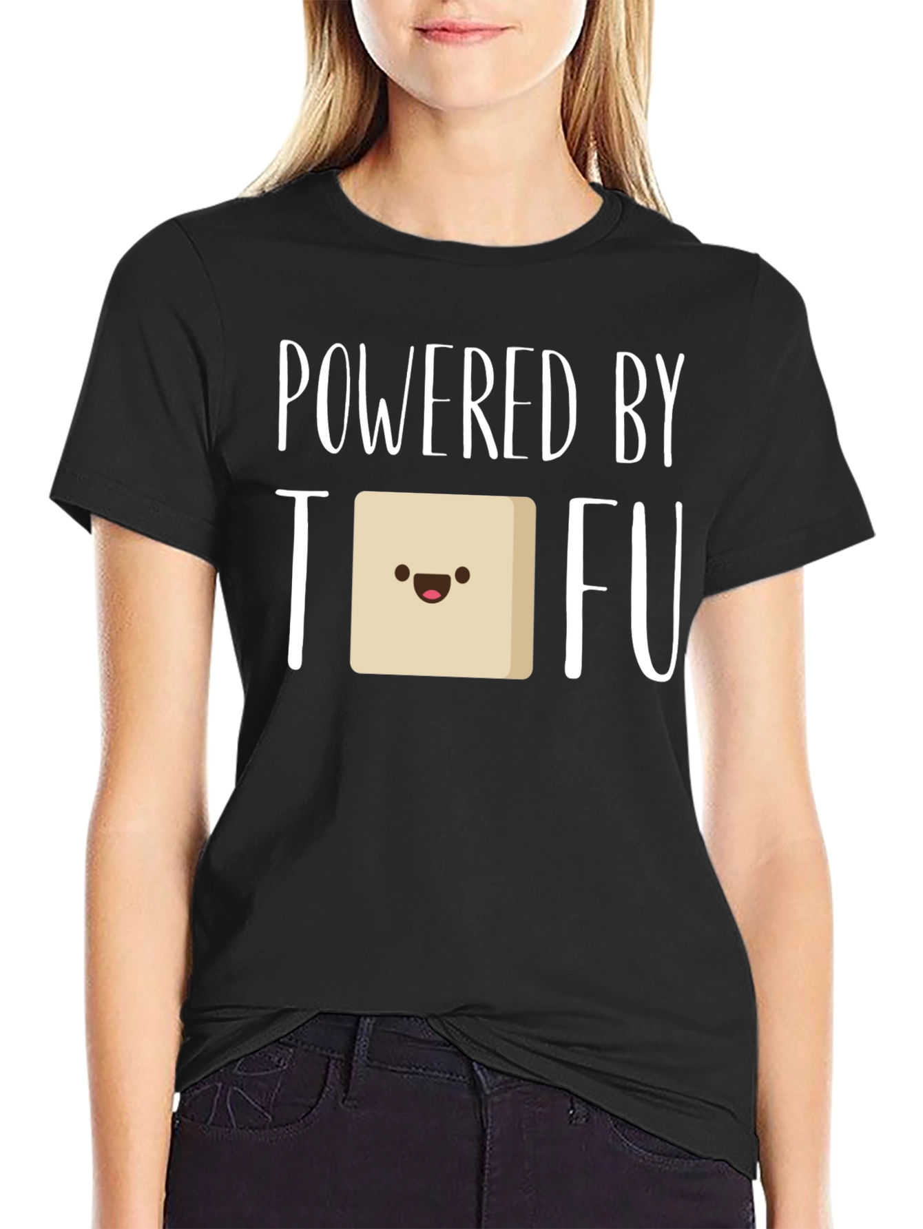 Black Powered by Tofu Graphic Tee - Vegan Friendly view 2
