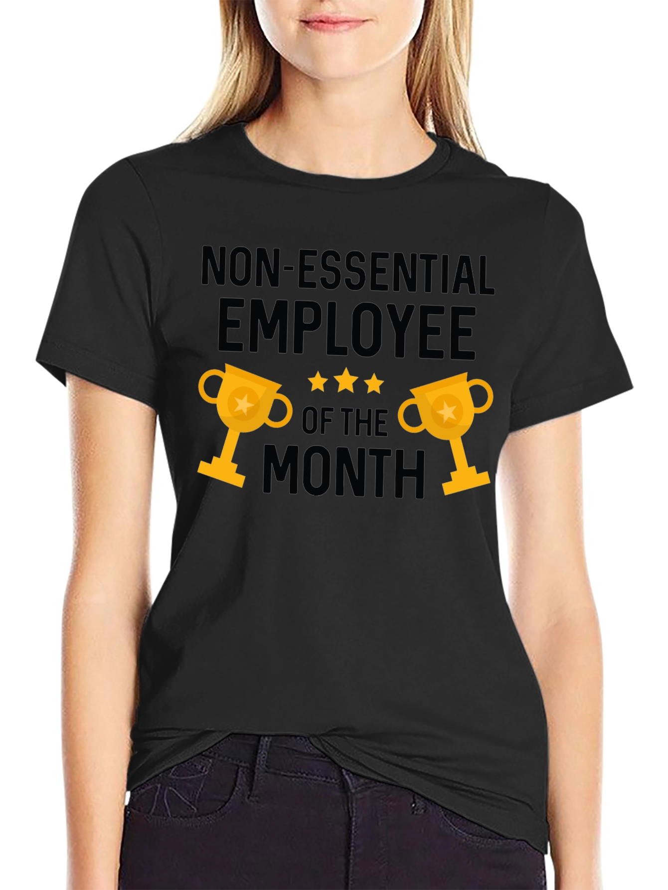Black Non-Essential Employee of the Month Graphic Tee view 2