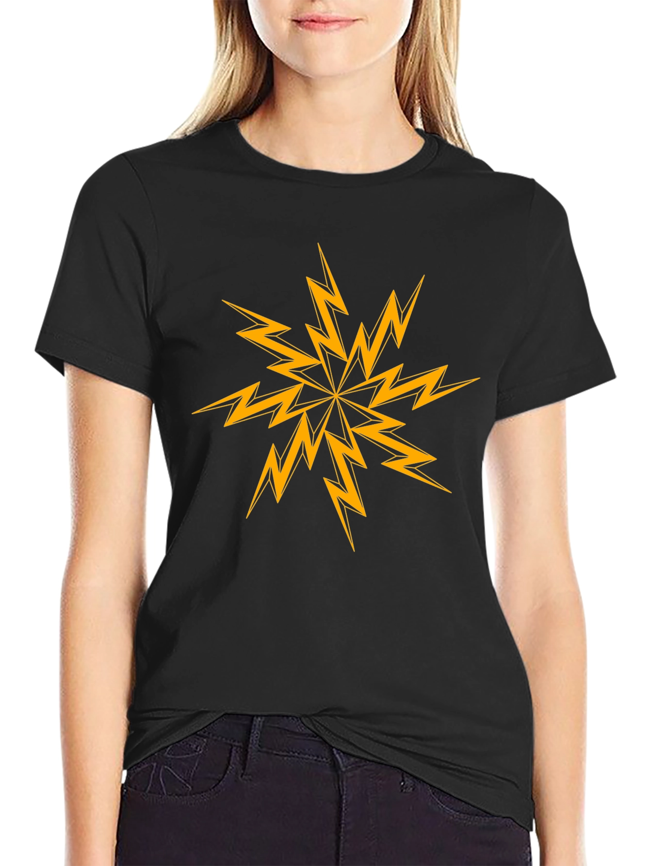 Black Electric Bolt Graphic Black T-Shirt view 2