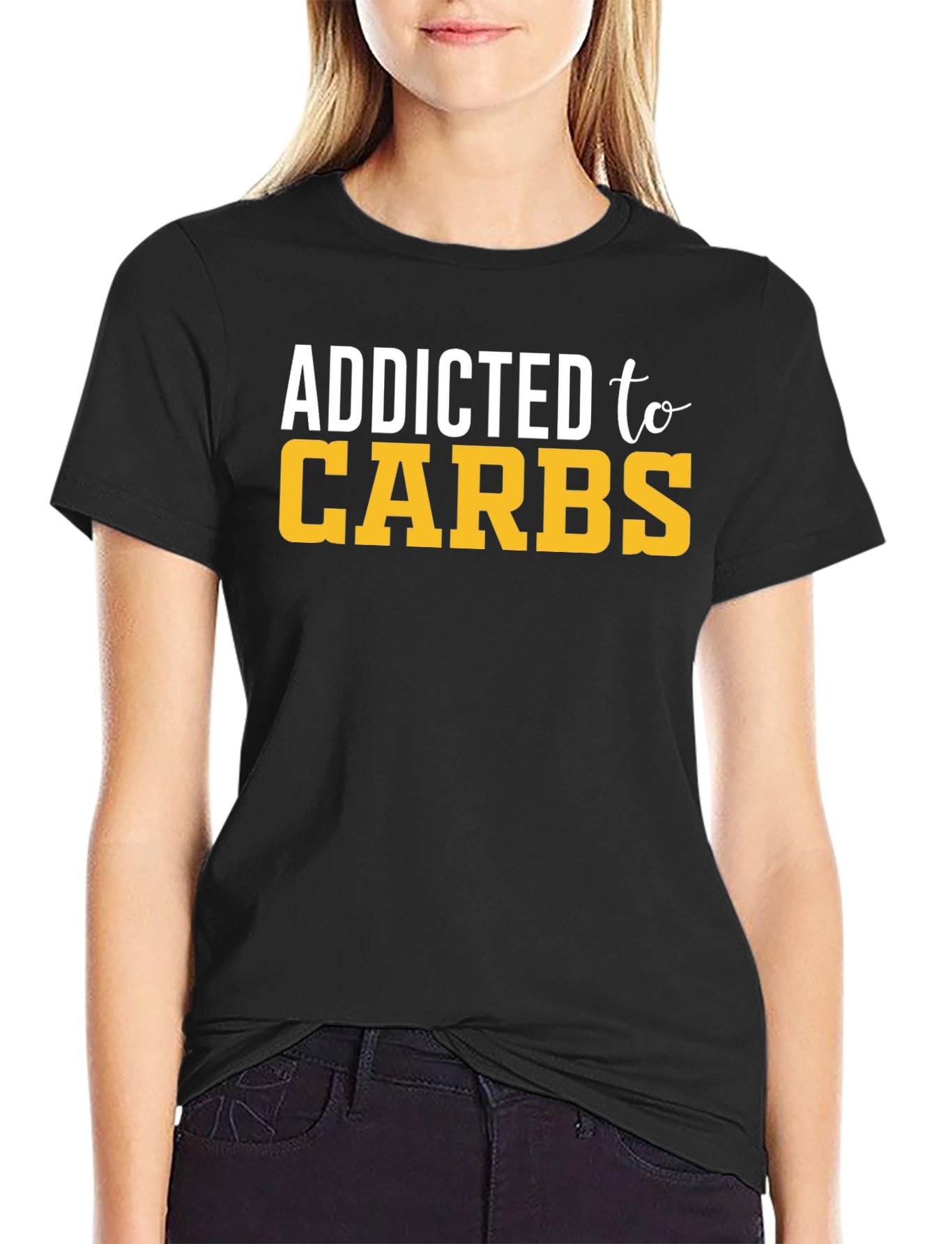 Black Addicted to Carbs Graphic T-Shirt view 2