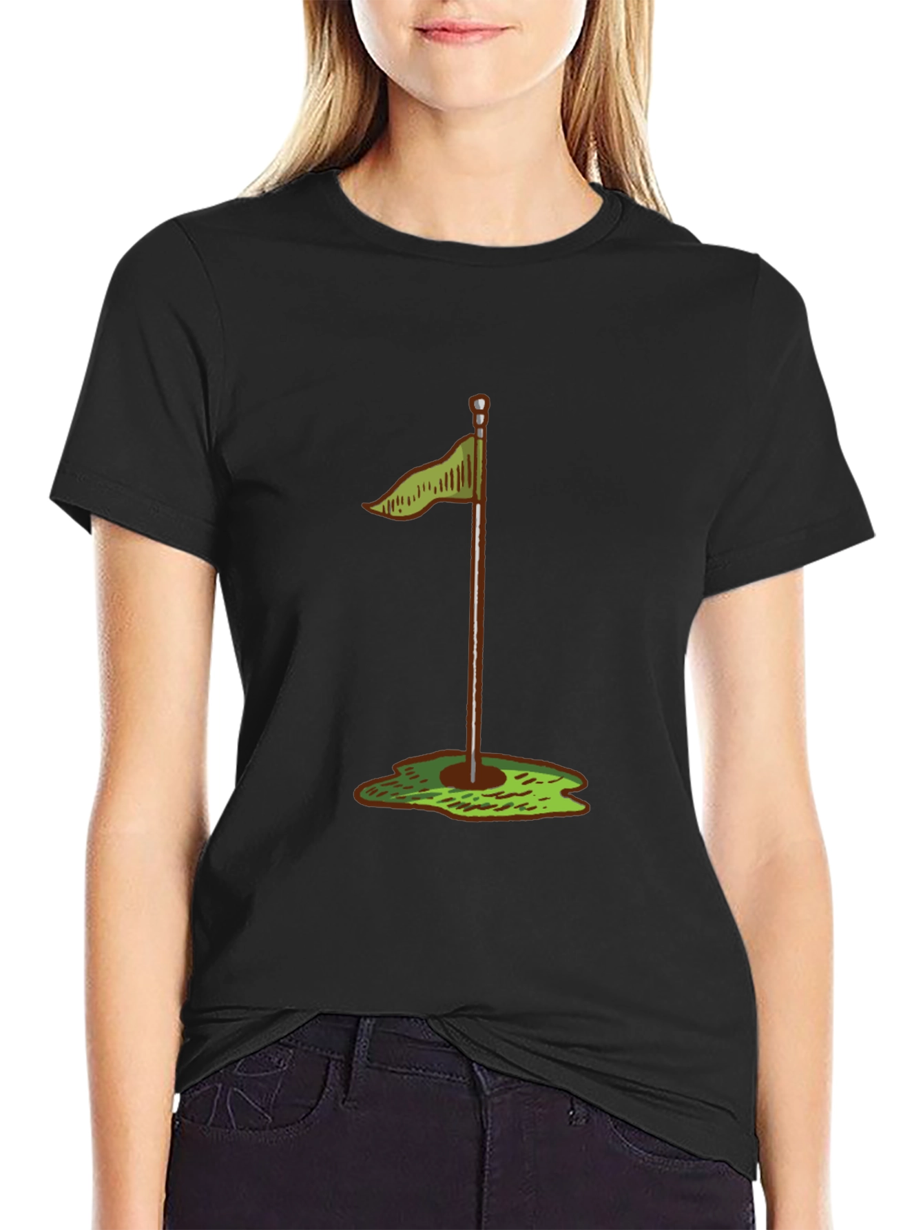 Black Golf Hole Flag T-Shirt - Stylish & Comfortable view 2