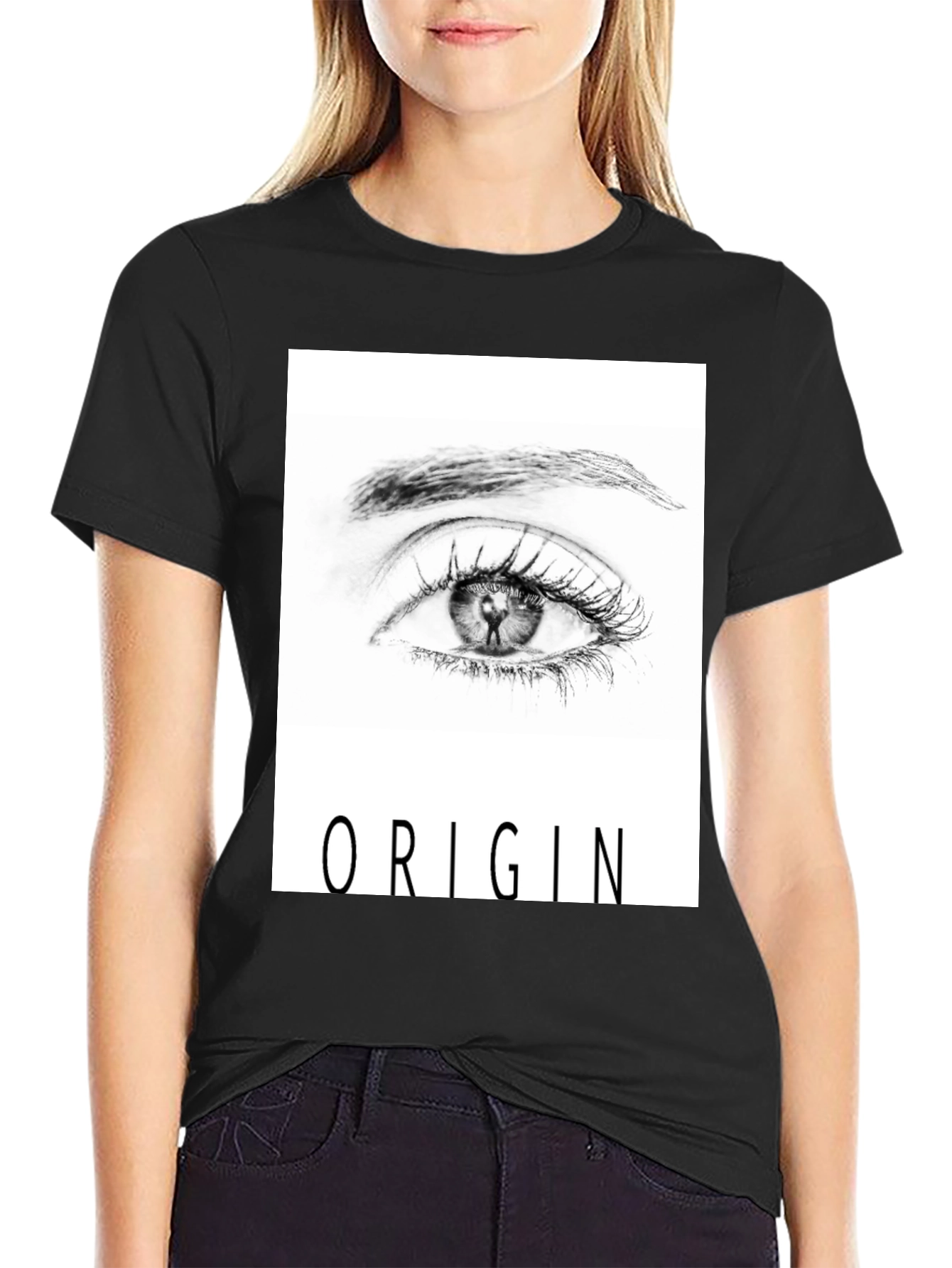 Black Origin Eye Graphic Tee - Black Unisex T-Shirt view 2