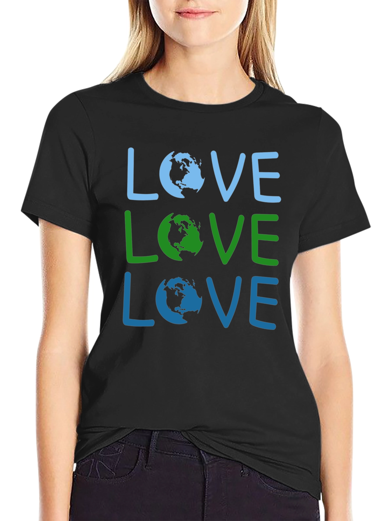 Black Love Earth Graphic Tee - Environmental Awareness Shirt view 2