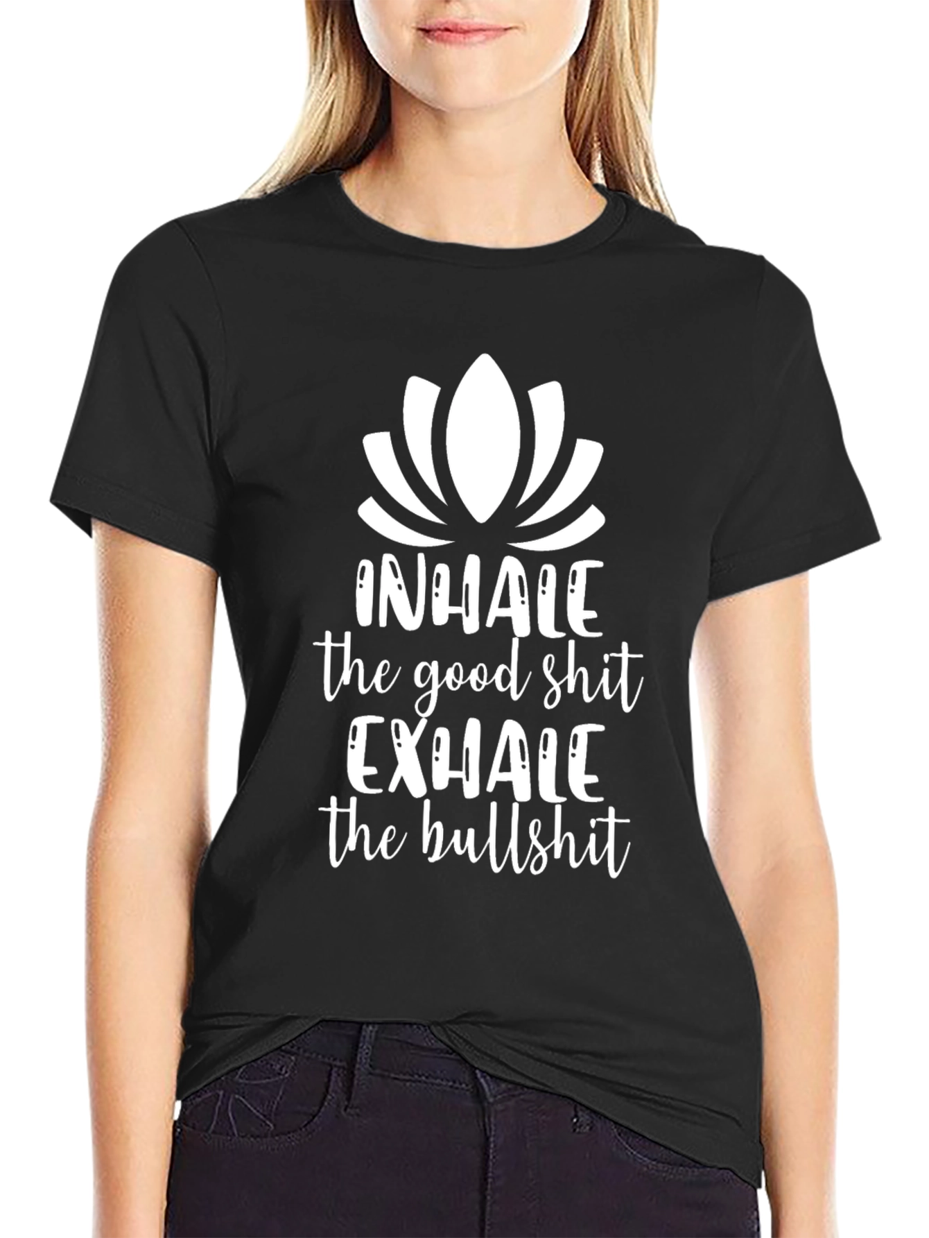 Black Inhale The Good Exhale The Bullshit Graphic Tee view 2