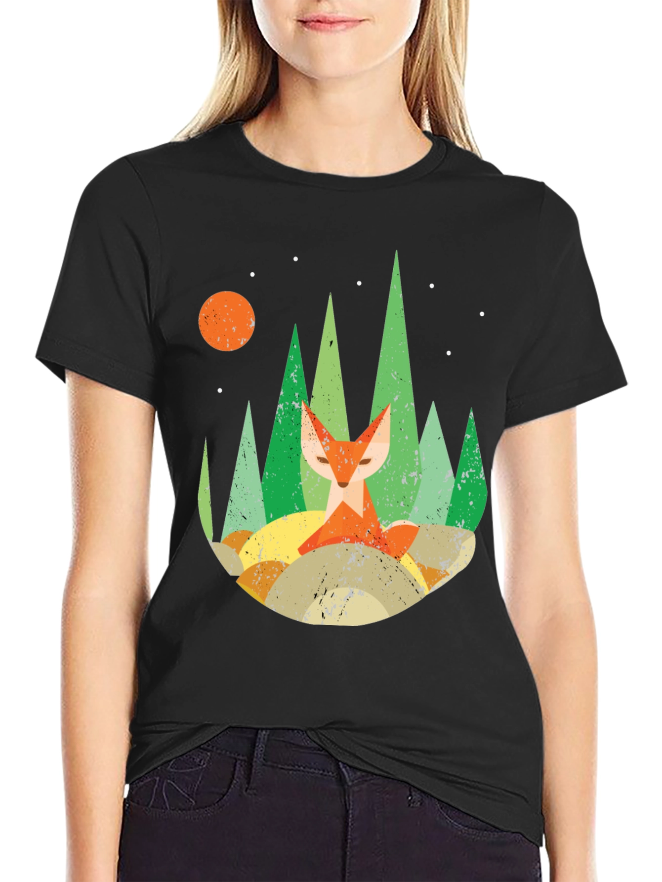 Black Forest Fox Graphic Tee - Unisex Black T-Shirt view 2