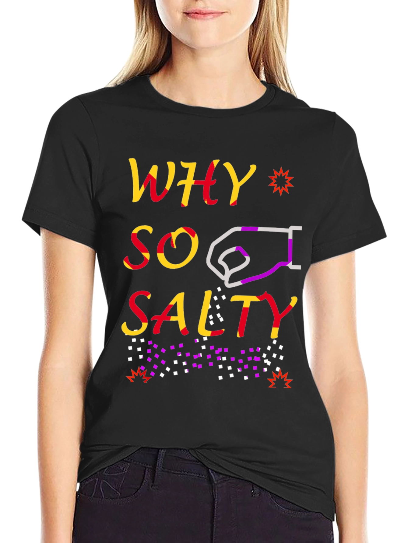 Black Why So Salty Graphic Tee - Trendy & Unique view 2