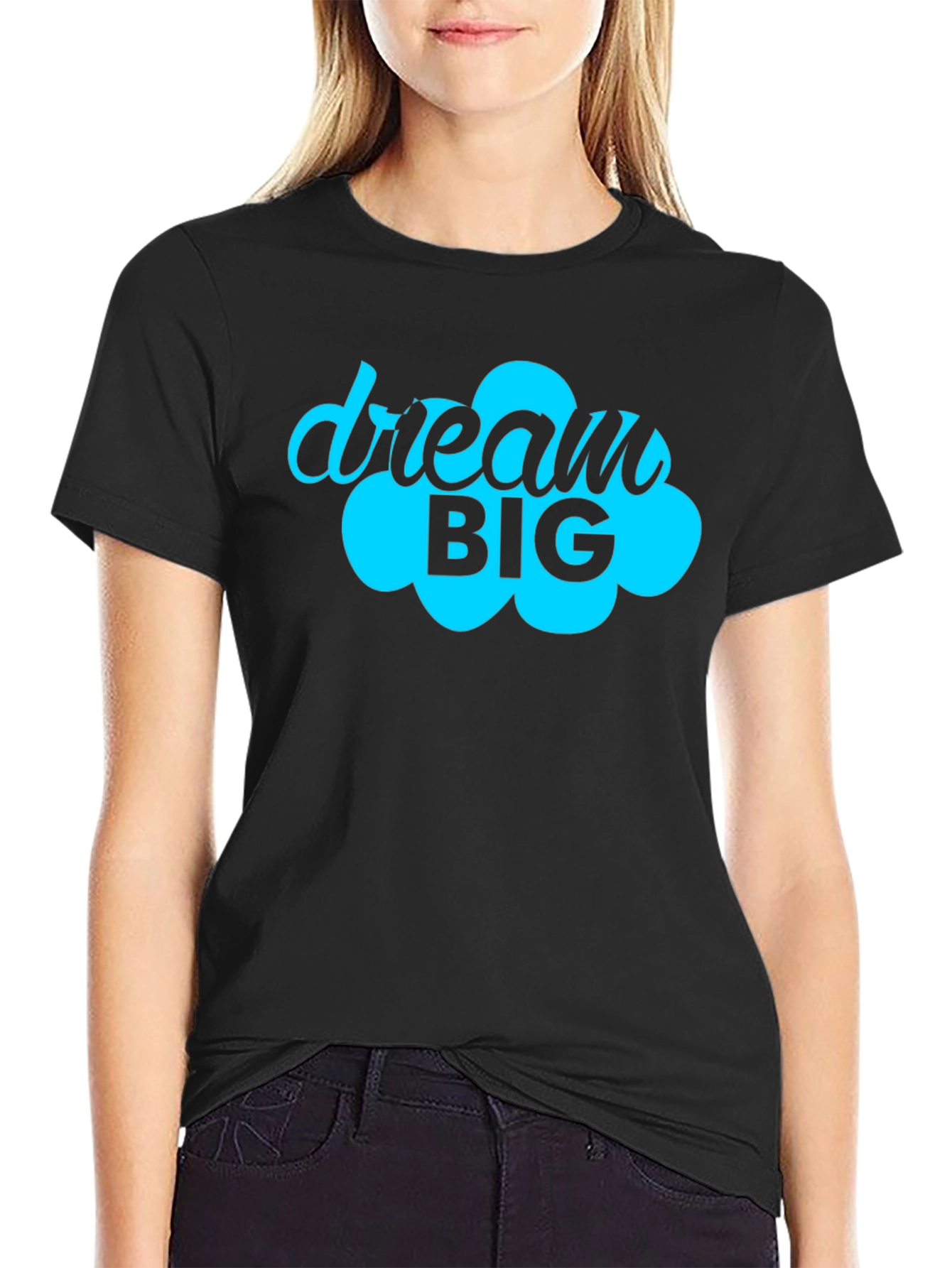 Black Dream Big Graphic Tee - Motivational Black T-Shirt view 2