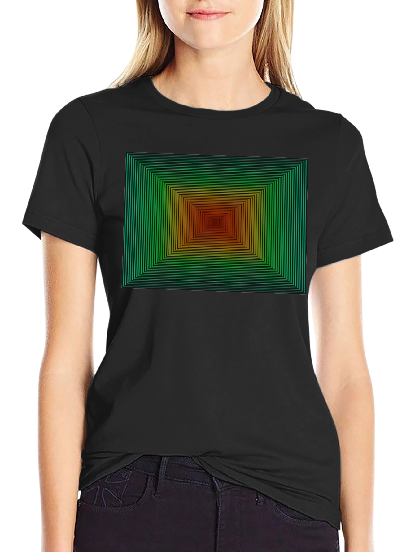 Black Geometric Gradient T-Shirt view 2