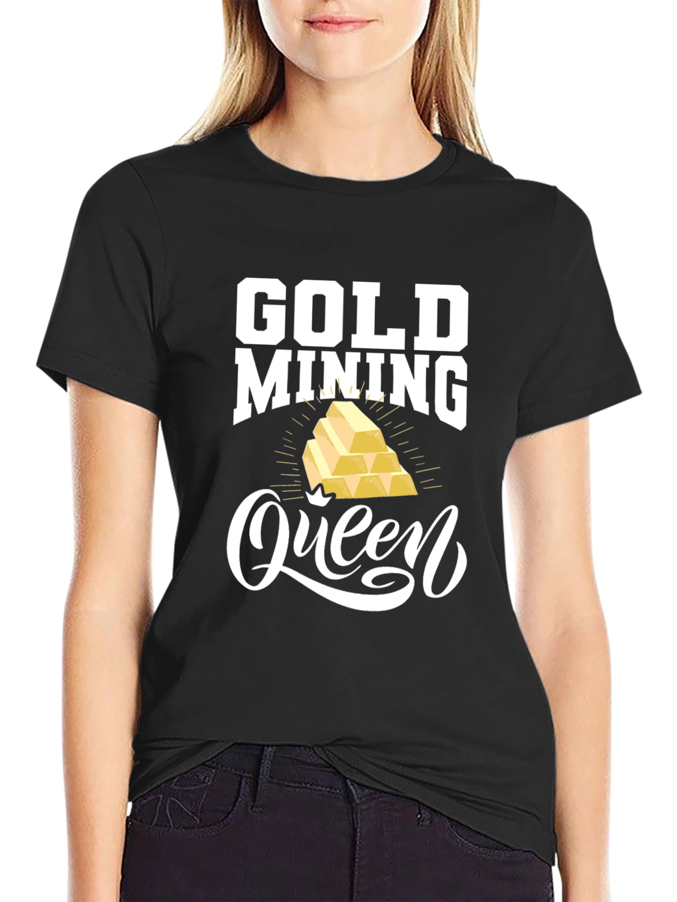 Black Gold Mining Queen Black Graphic Tee view 2