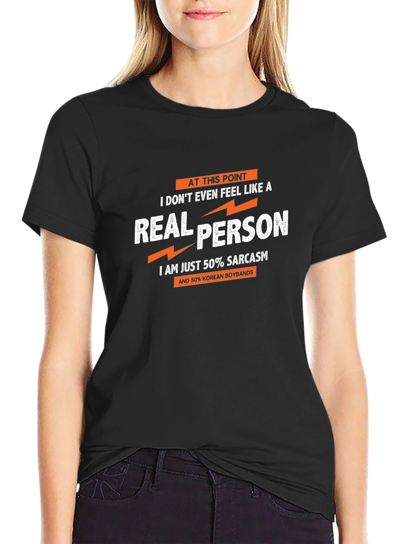 Black Sarcastic Korean Boyband Fan T-Shirt view 2
