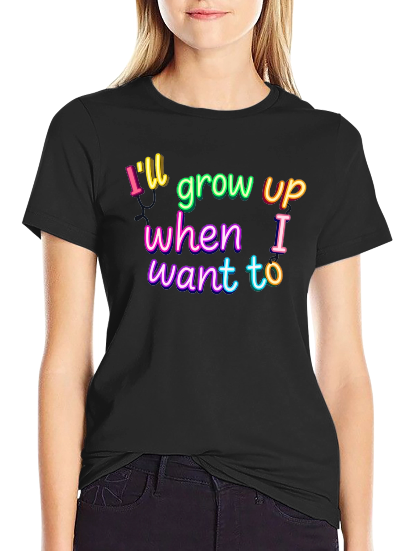 Black I'll Grow Up When I Want To Graphic Tee view 2