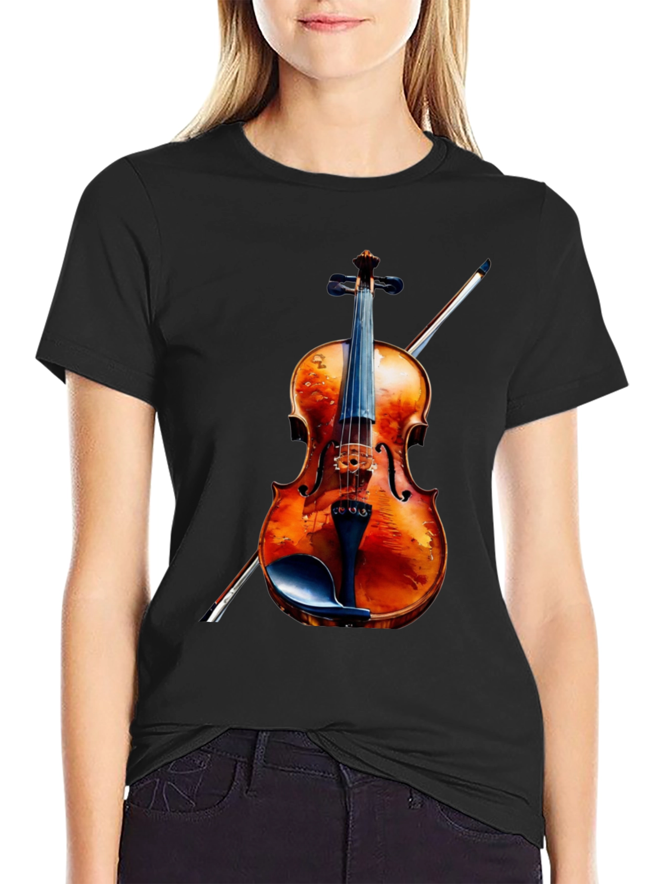 Black Violin Graphic Tee - Musical Instrument Shirt view 2