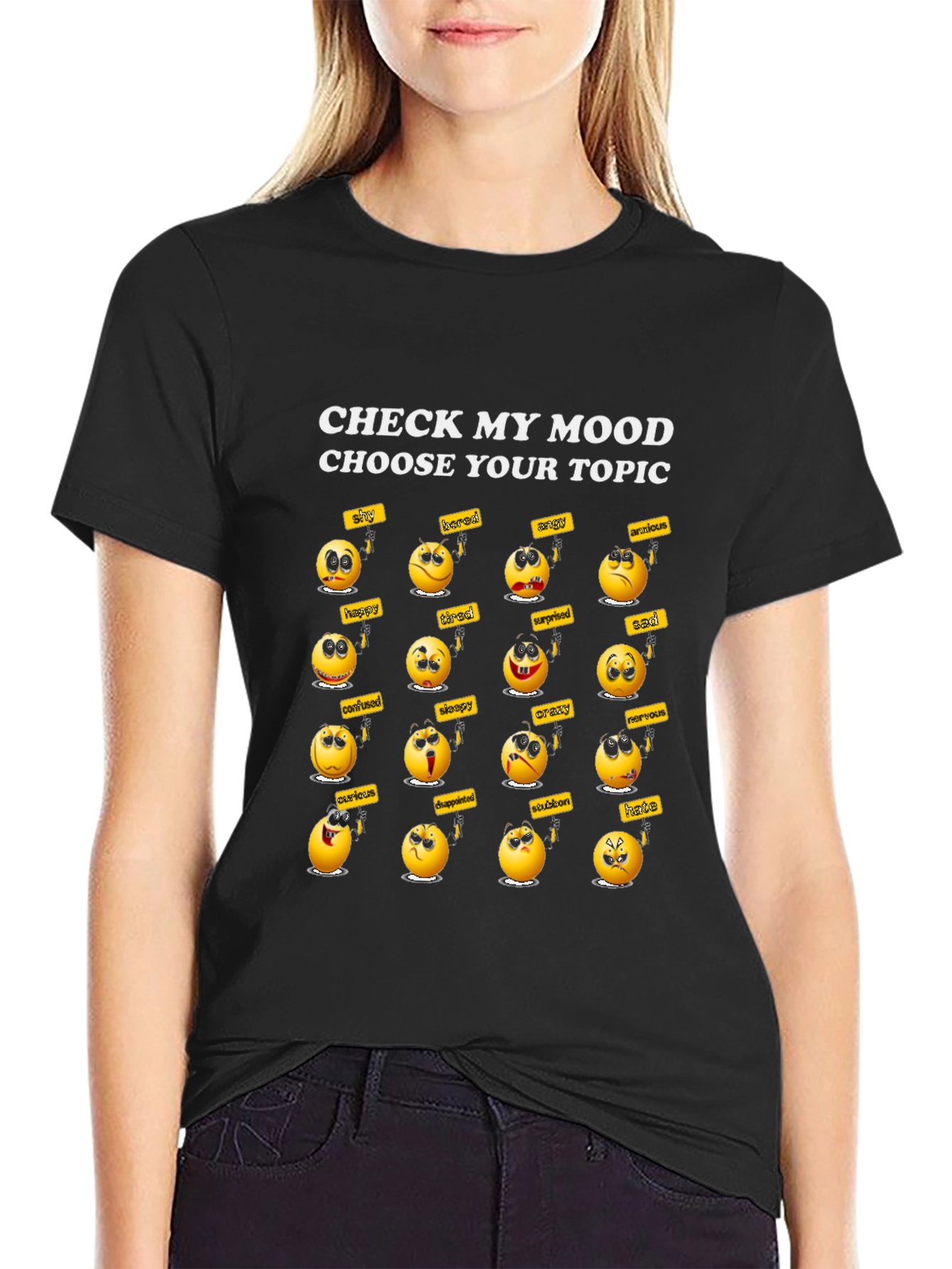 Black Check My Mood T-Shirt view 2