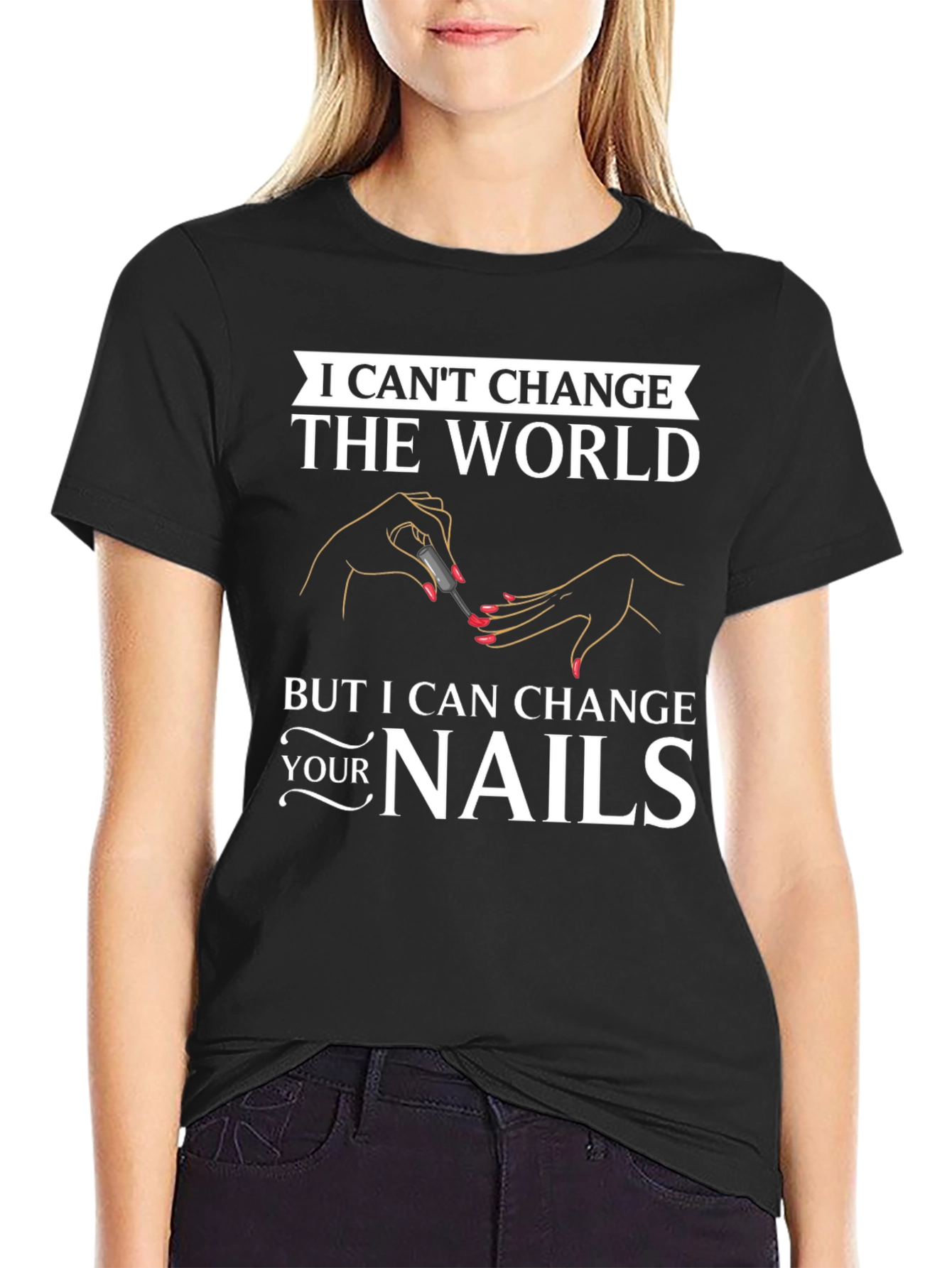 Black Nail Technician Graphic T-Shirt view 2