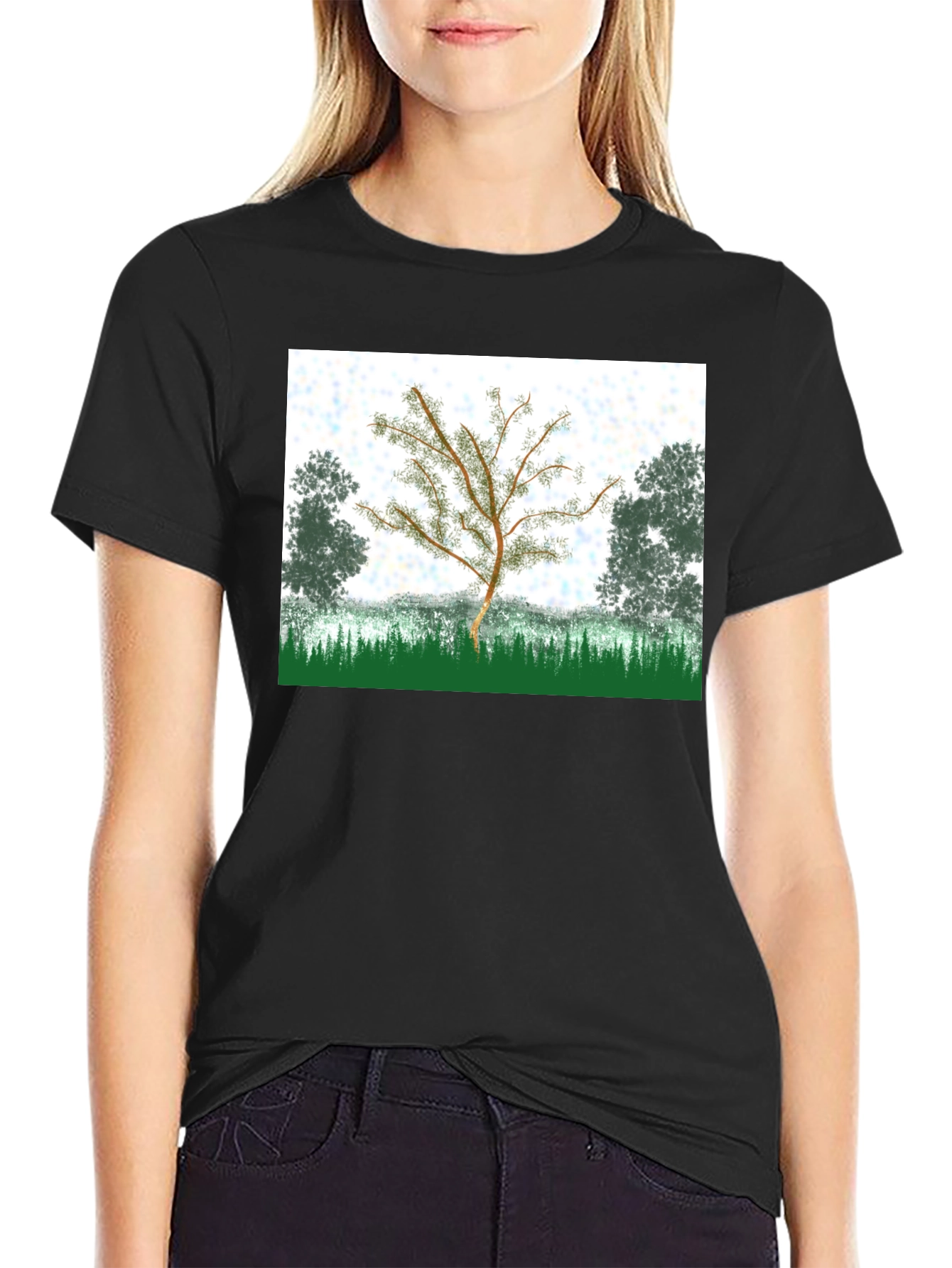 Black Nature Tree Graphic T-Shirt - Black view 2