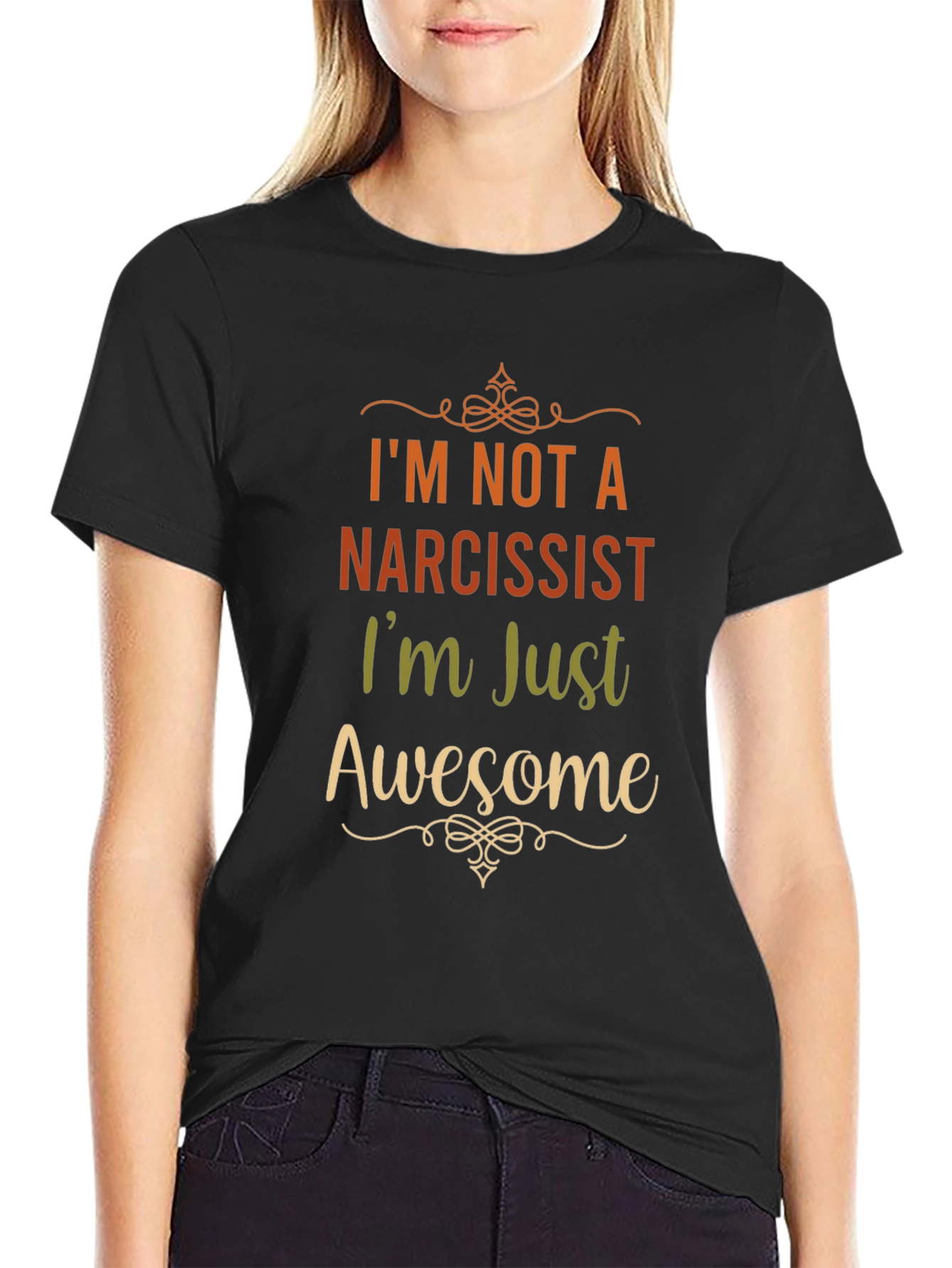 Black Narcissist? Awesome! Graphic T-Shirt view 2